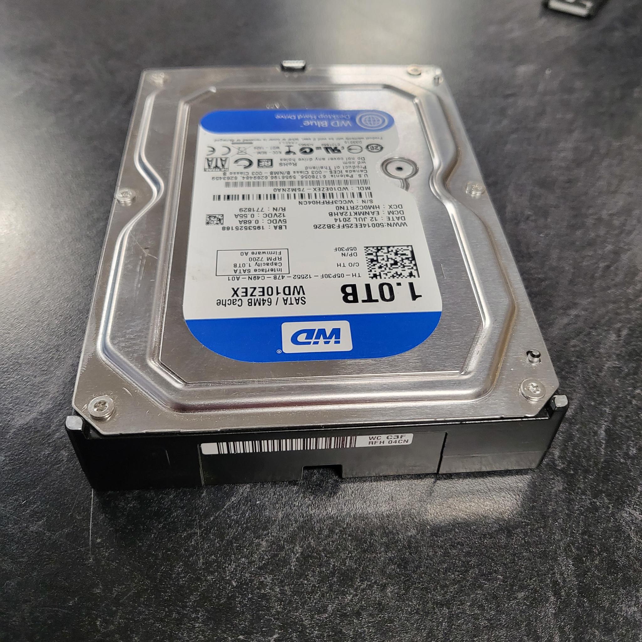 1 TB Western Digital Blue (7200RPM, 3.5", SATA III, 64MB Cache) Internal HDD w/ under 2k hours