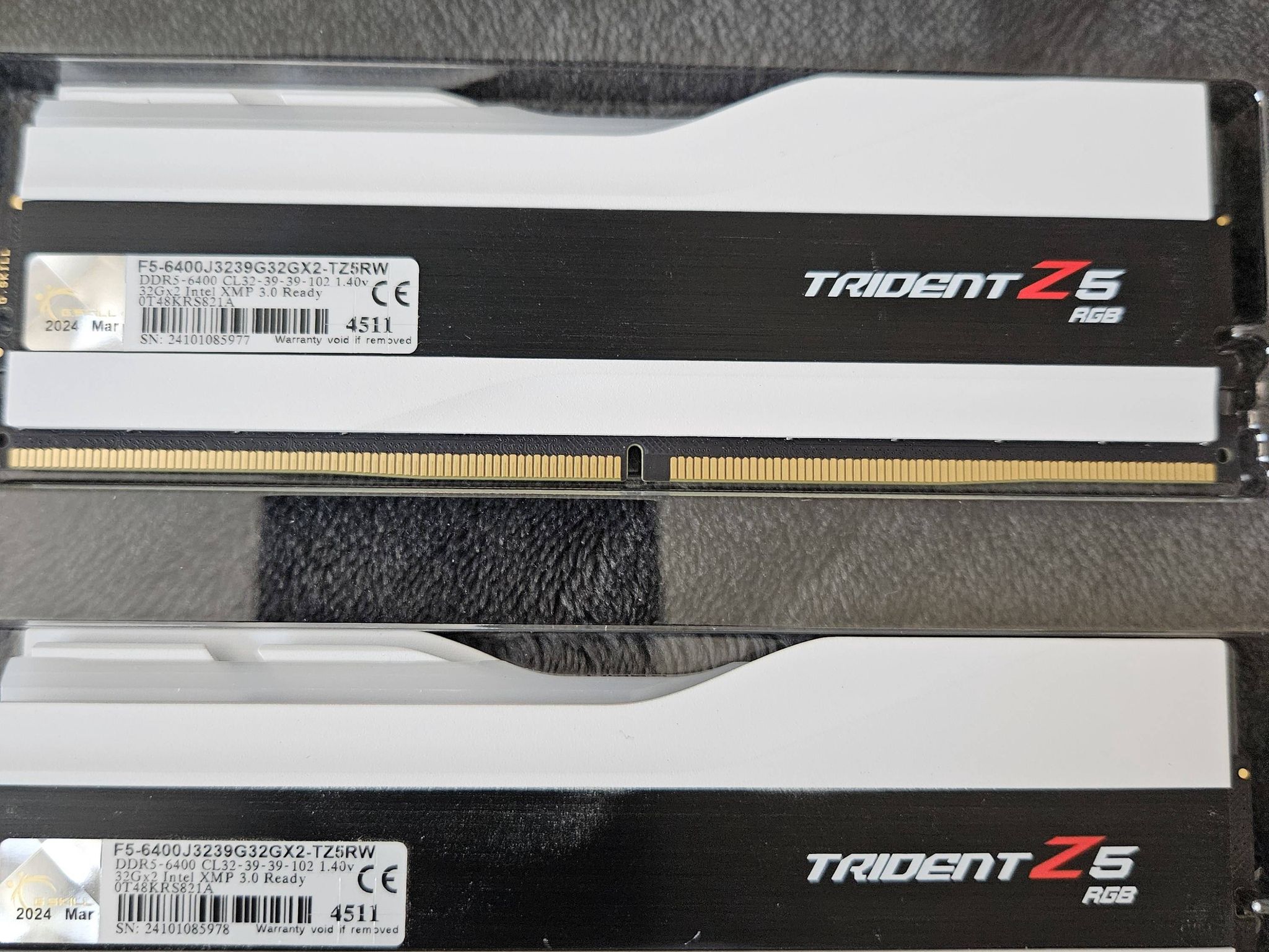G.SKILL Trident Z5 RGB 64GB (2 x 32GB) 288-Pin PC RAM DDR5 6400 Model F5-6400J3239G32GX2-TZ5RW