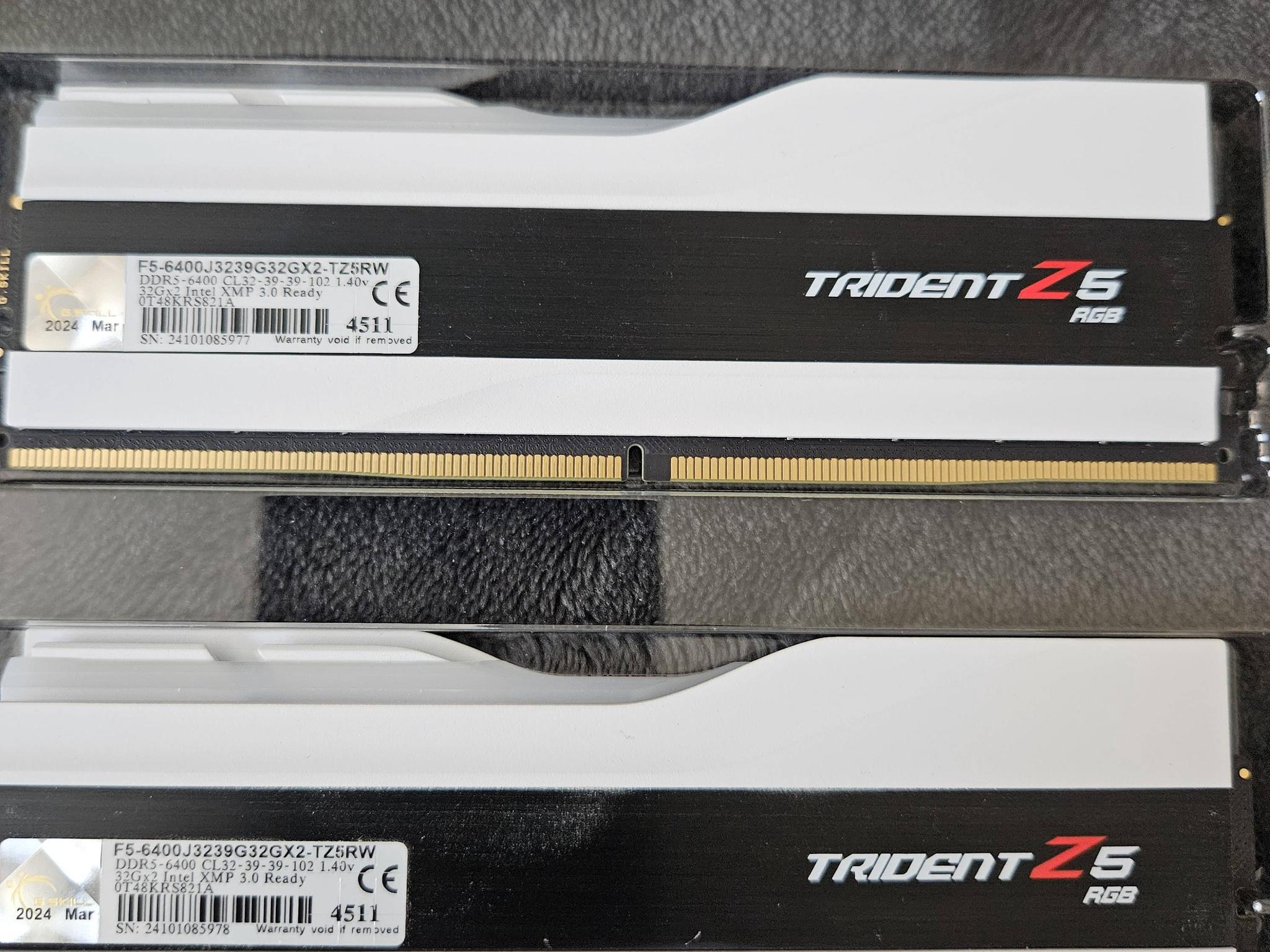 G.SKILL Trident Z5 RGB 64GB (2 x 32GB) 288-Pin PC RAM DDR5 6400 Model F5-6400J3239G32GX2-TZ5RW