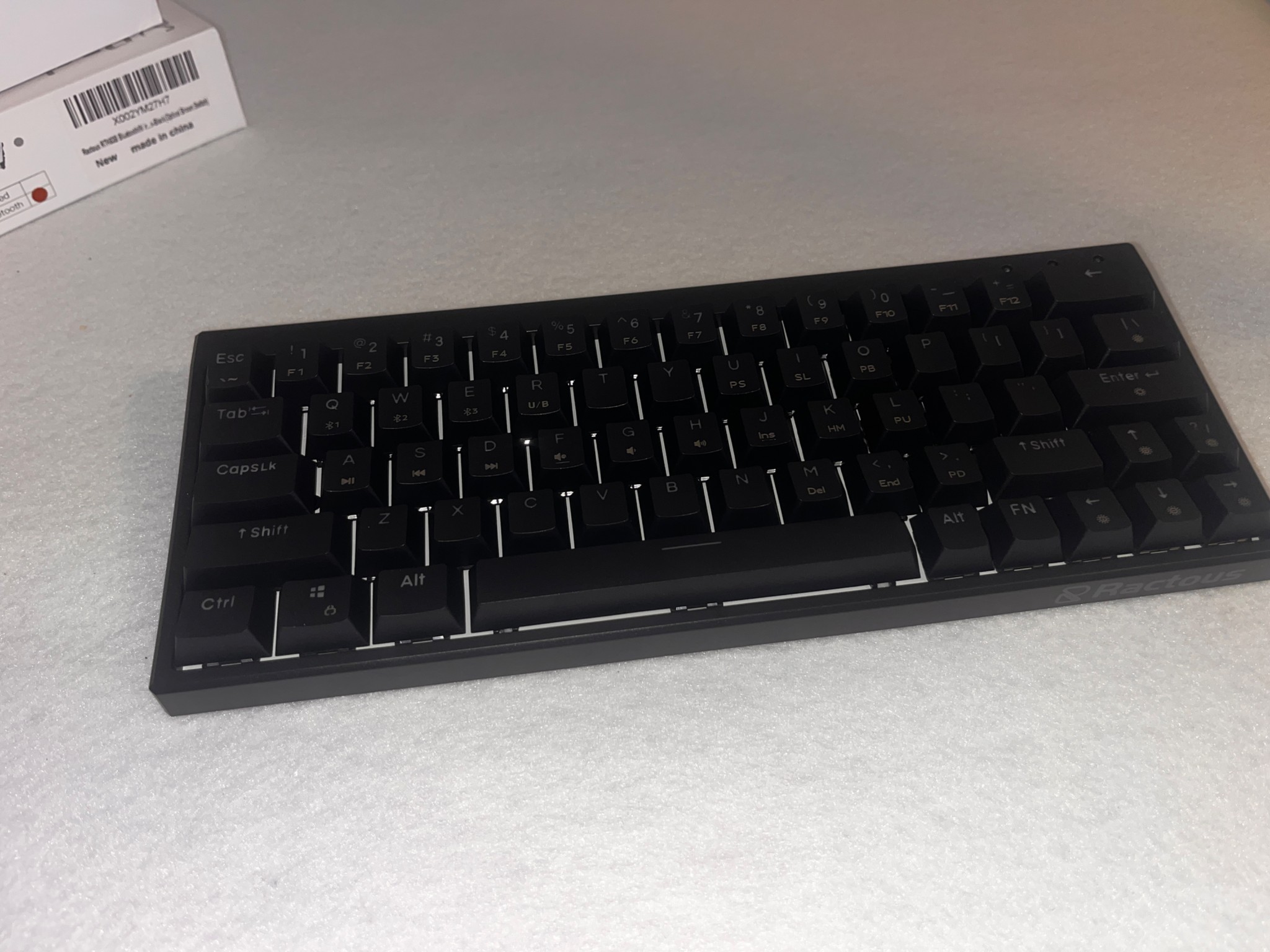 Ractous Design RGB Keyboard  Hot Swappable.  H&J Optical Brown Switches. Bluetooth/Wired.