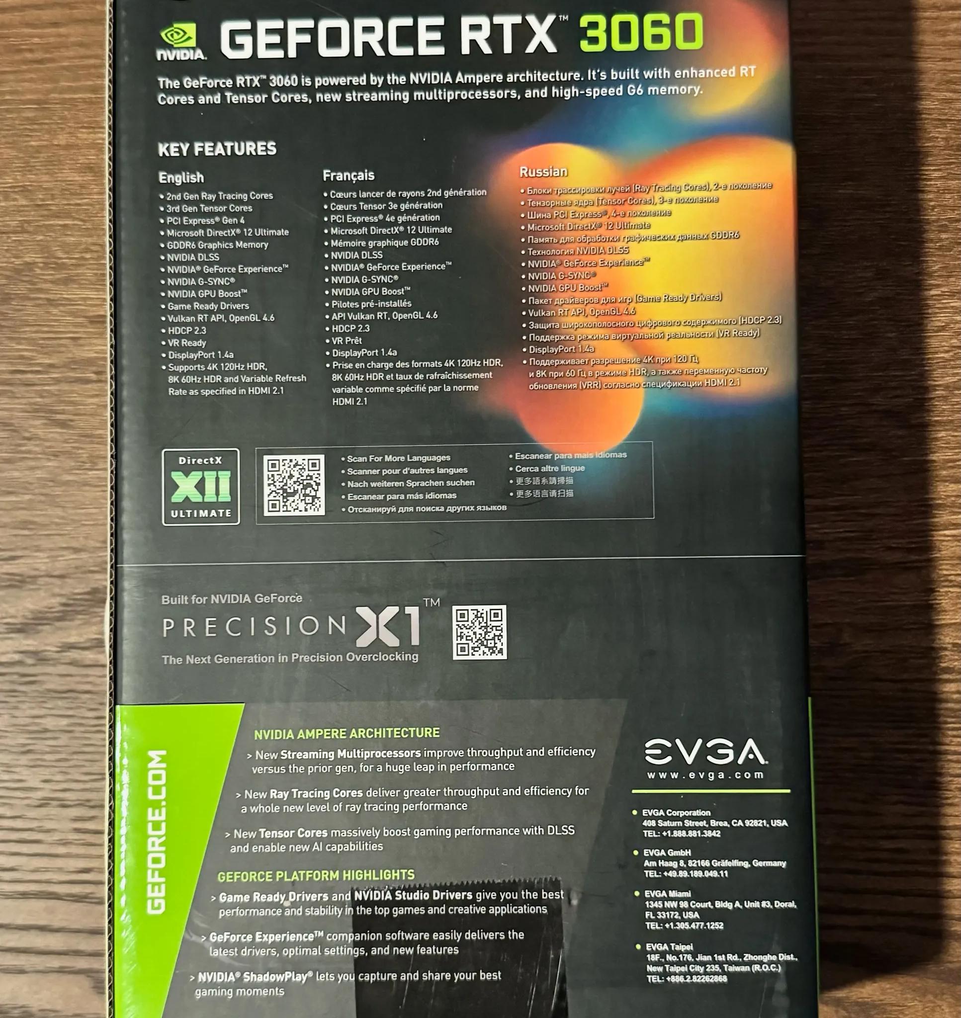 For sale EVGA RTX 3060 XC 12GB
