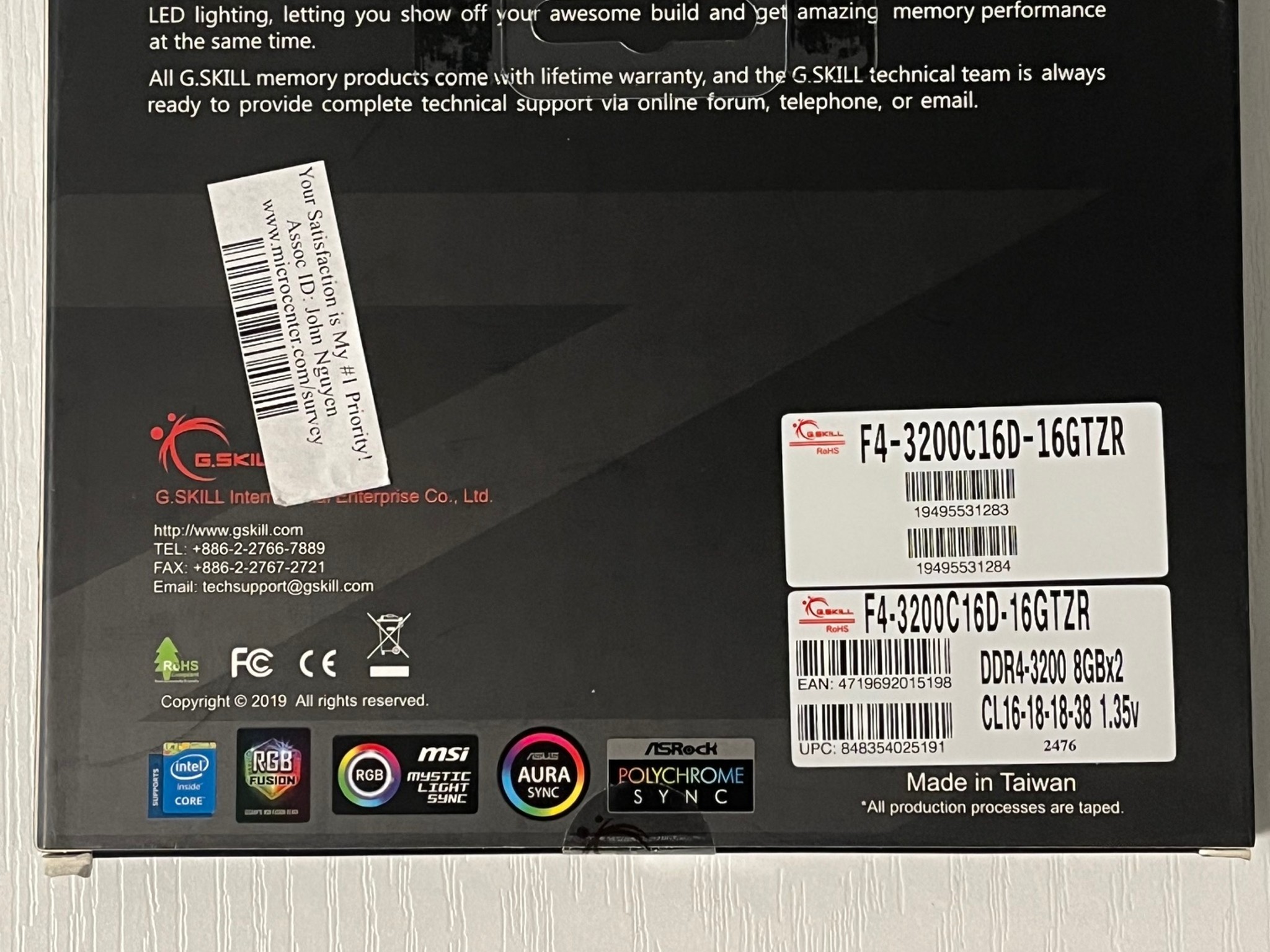 G.SKILL Trident Z RGB Series (XMP) DDR4 RAM 16GB (2x8GB)