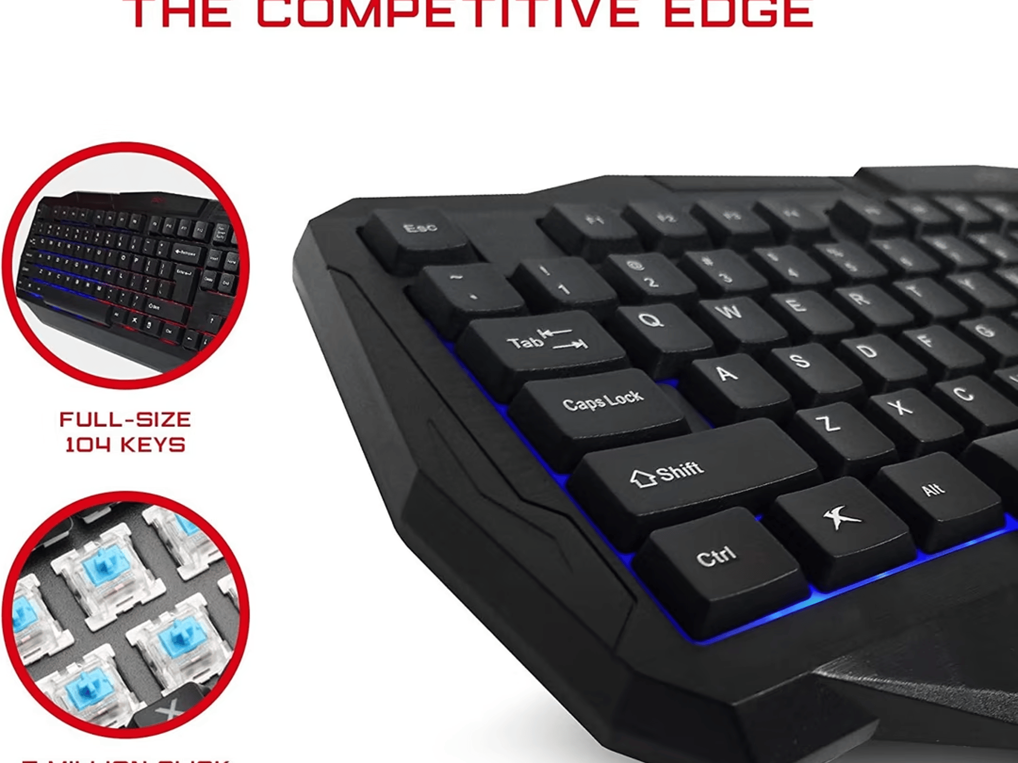 Pro Gaming Accessory Bundle - PBX RGB Backlit, Full-Size USB Keyboard, USB Mouse, Mouse Pad