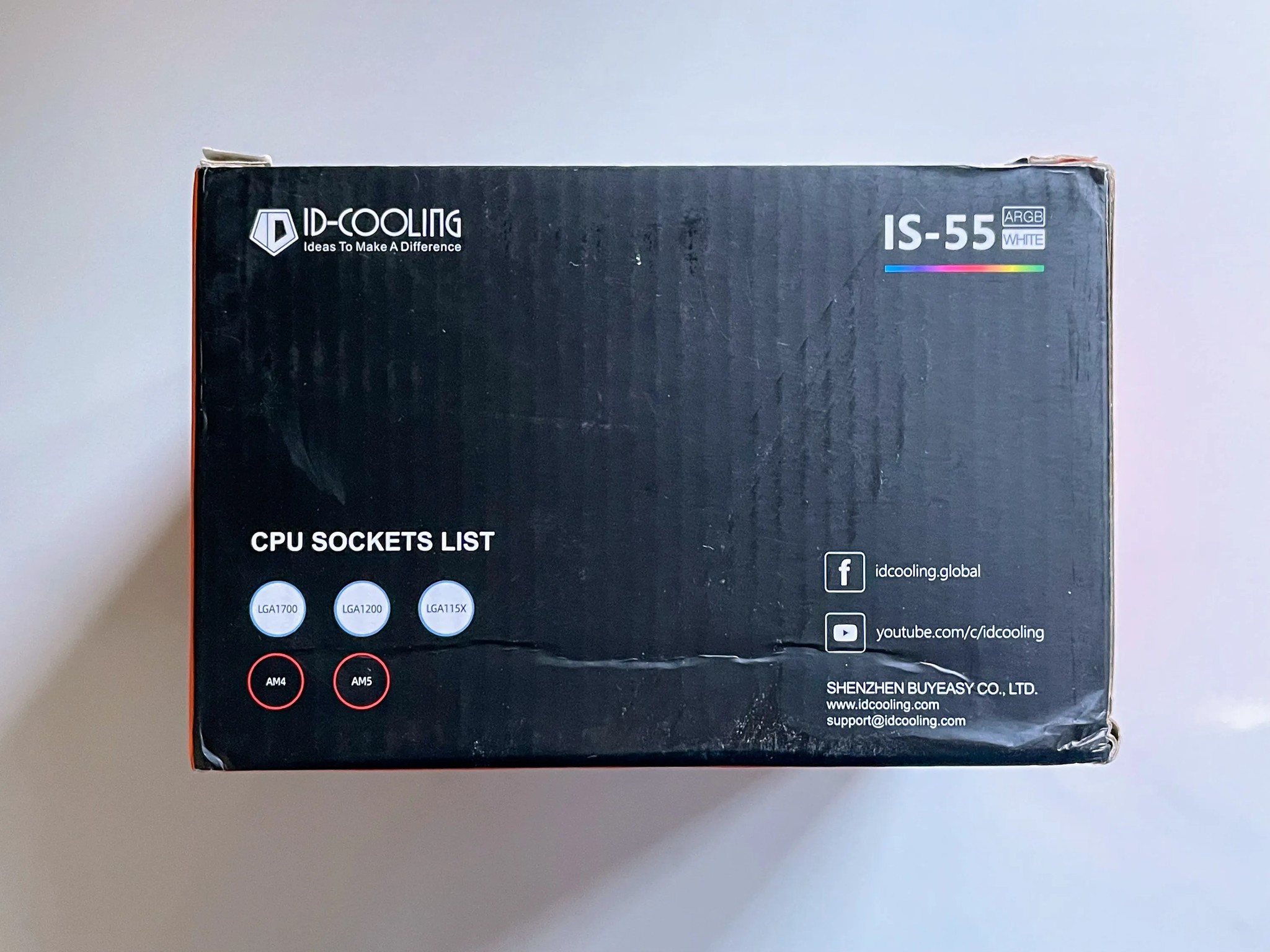 ID-COOLING IS-55 ARGB White Low Profile CPU Cooler, 57mm Height, 5 Heatpipes - Intel and AMD