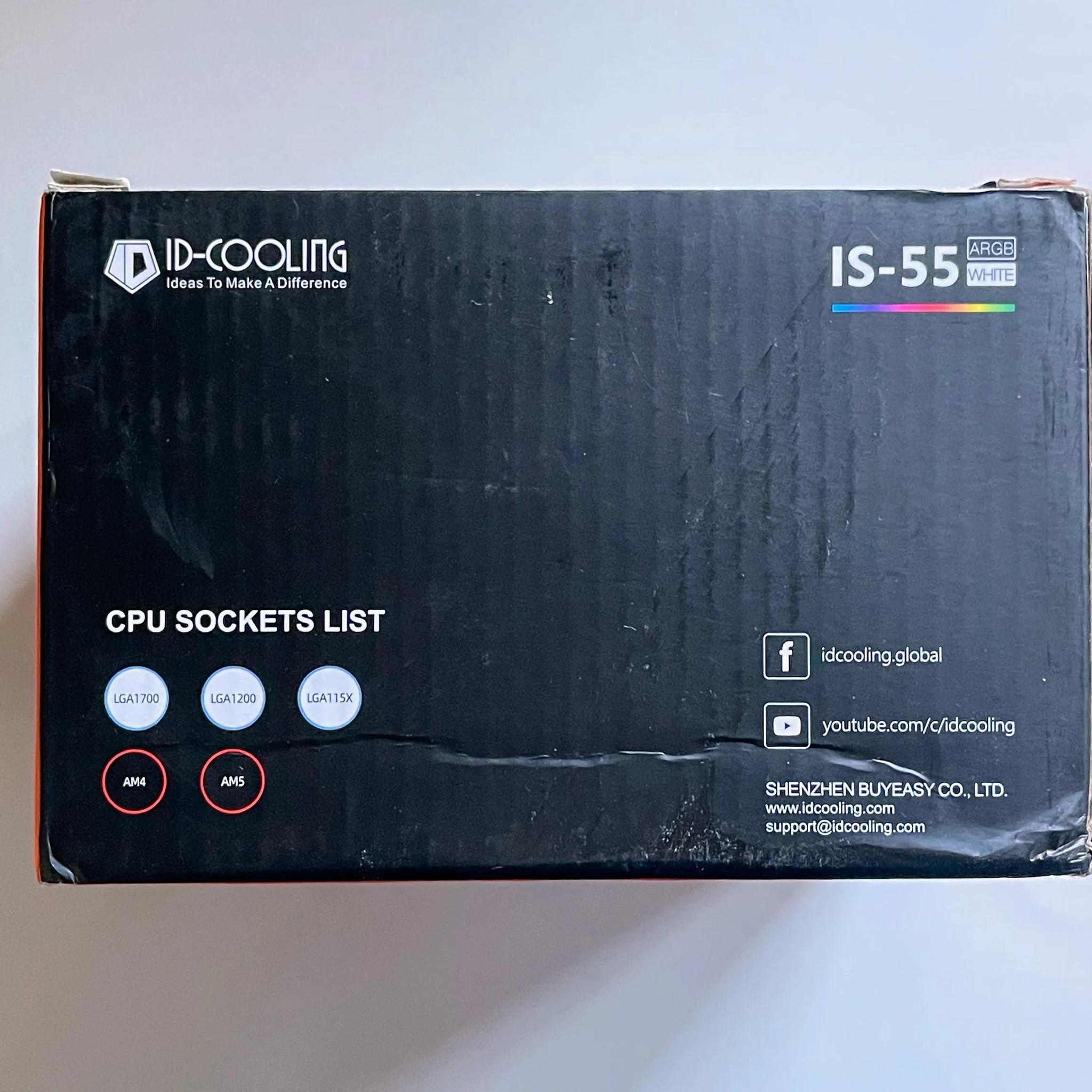 ID-COOLING IS-55 ARGB White Low Profile CPU Cooler, 57mm Height, 5 Heatpipes - Intel and AMD