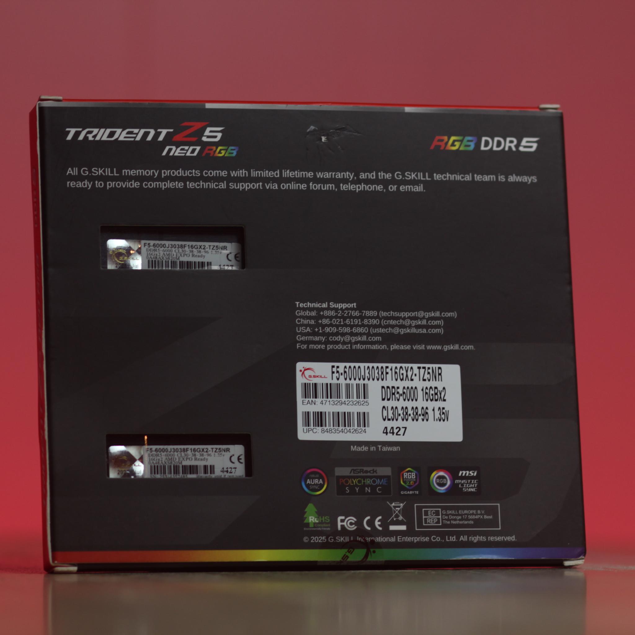 32GB DDR5-6000 CL30 G.Skill Trident Z5 Neo (2x16GB) Black
