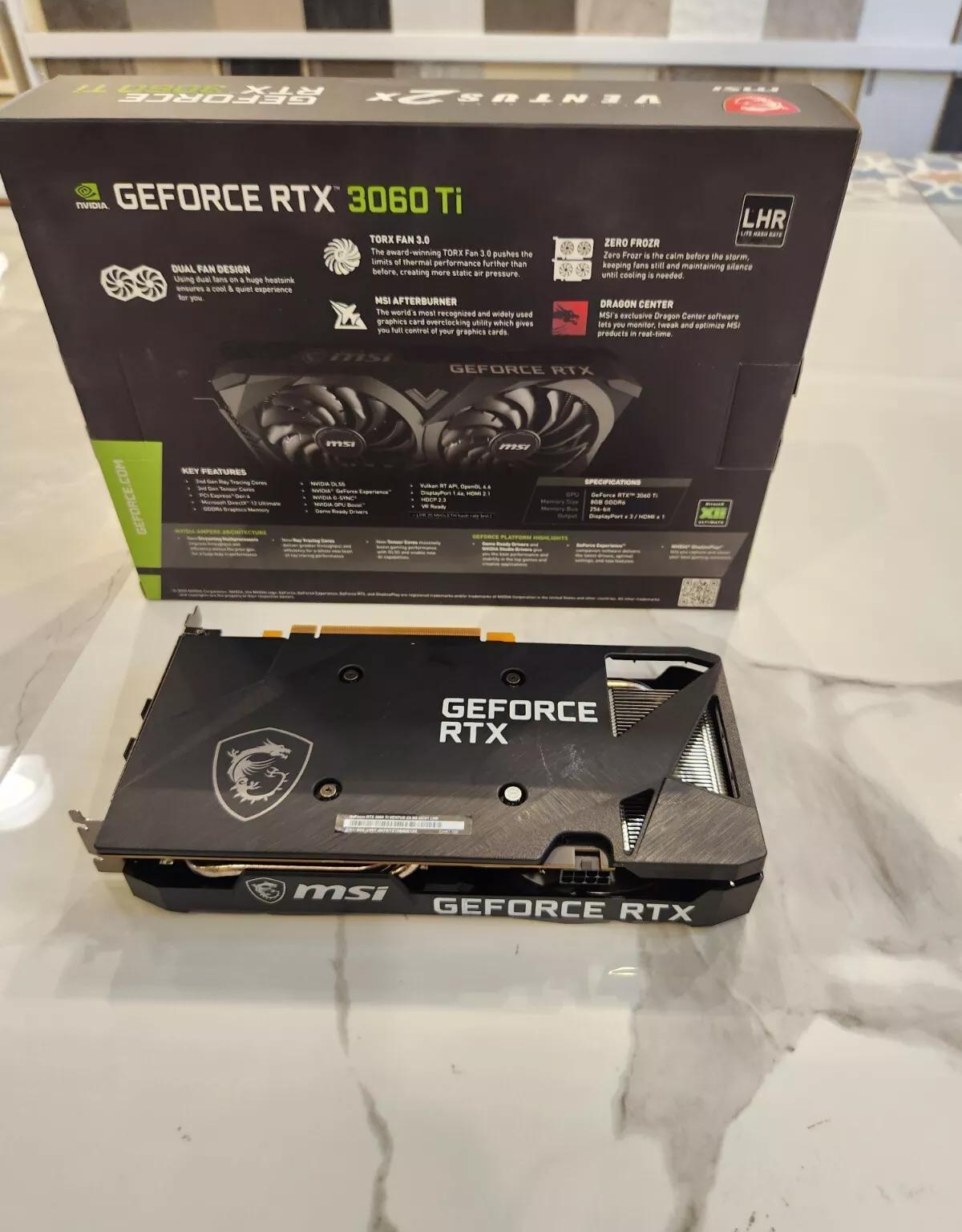MSI GeForce RTX 3060 Ti Ventus 2X OC 8GB GDDR6 Graphics Card V1 LHR (USED - GREAT)