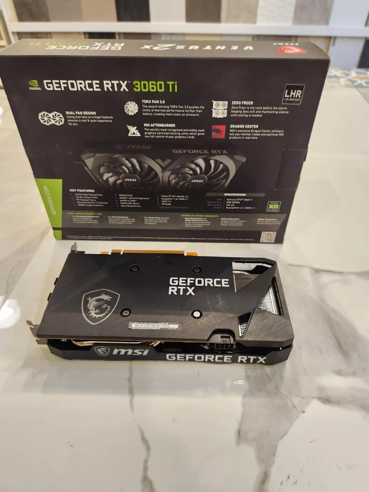 MSI GeForce RTX 3060 Ti Ventus 2X OC 8GB GDDR6 Graphics Card V1 LHR (USED - GREAT)