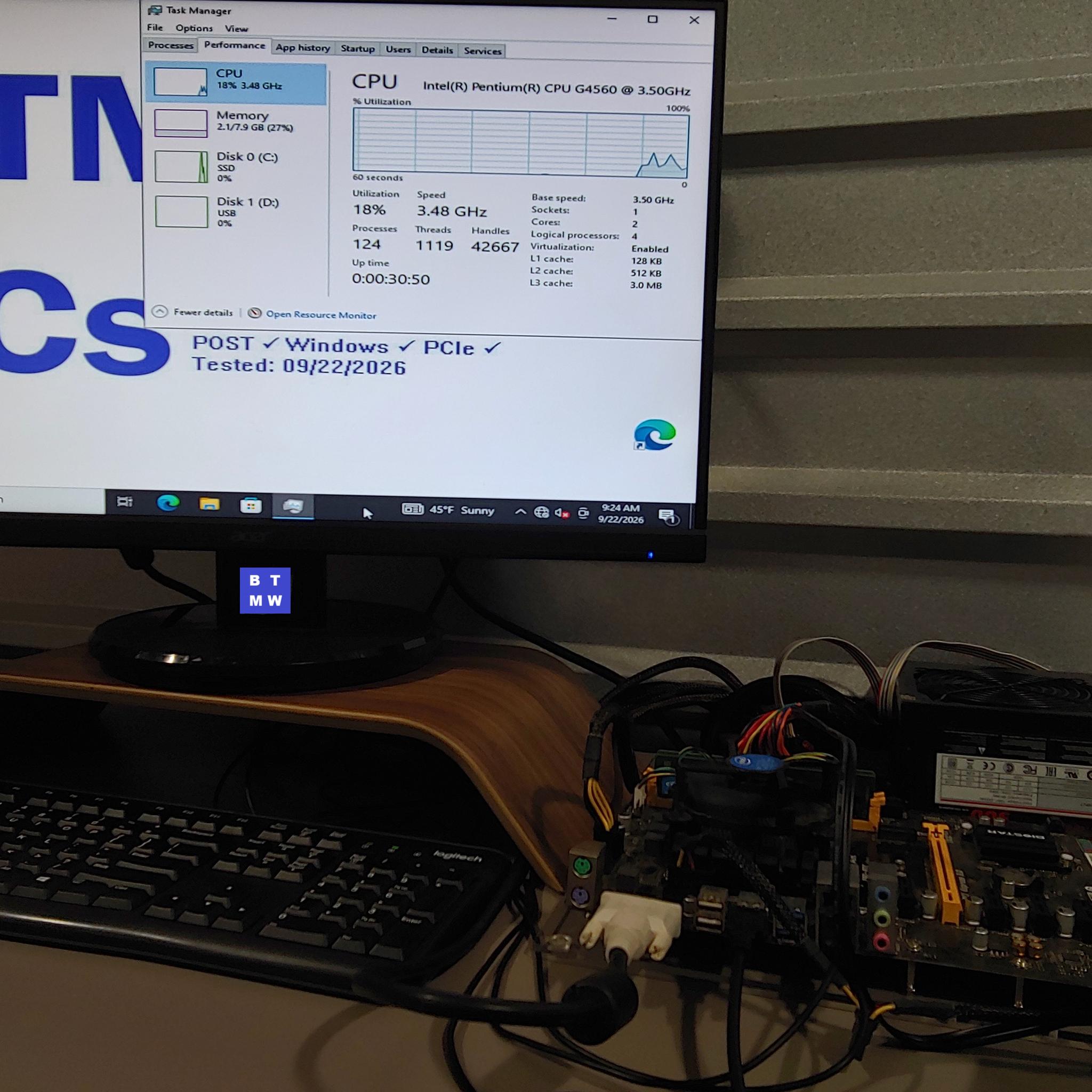 BIOSTAR TB250-BTC + Pentium G4560 + 8GB DDR4 – Tested Working – Box