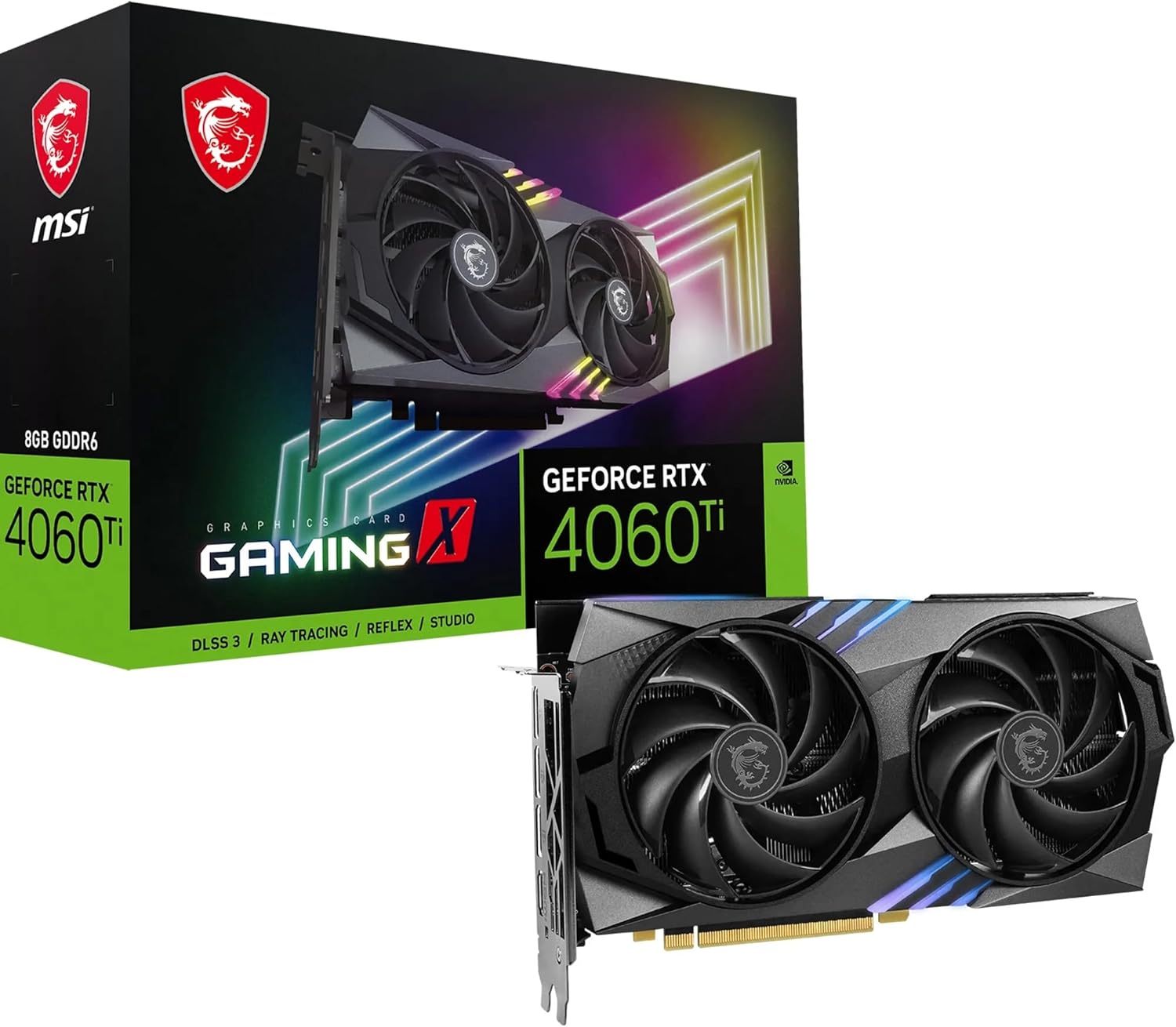 MSI NVIDIA GeForce RTX 4060 Ti Gaming X Dual Fan 8GB GDDR6 PCIe 4.0 Graphics Card