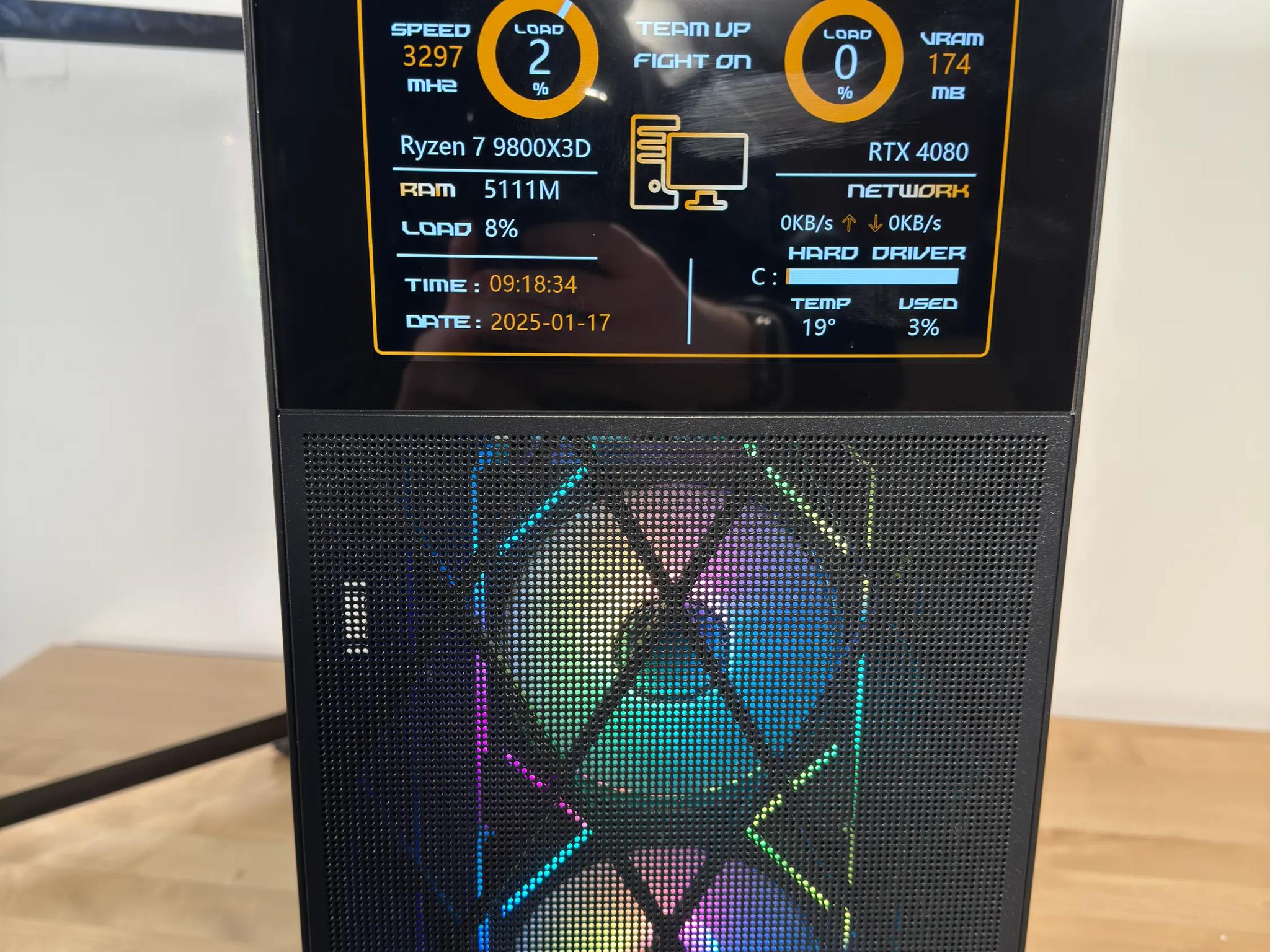 RTX 4080 Ryzen 9800X3D Gaming PC with Customizable Screen