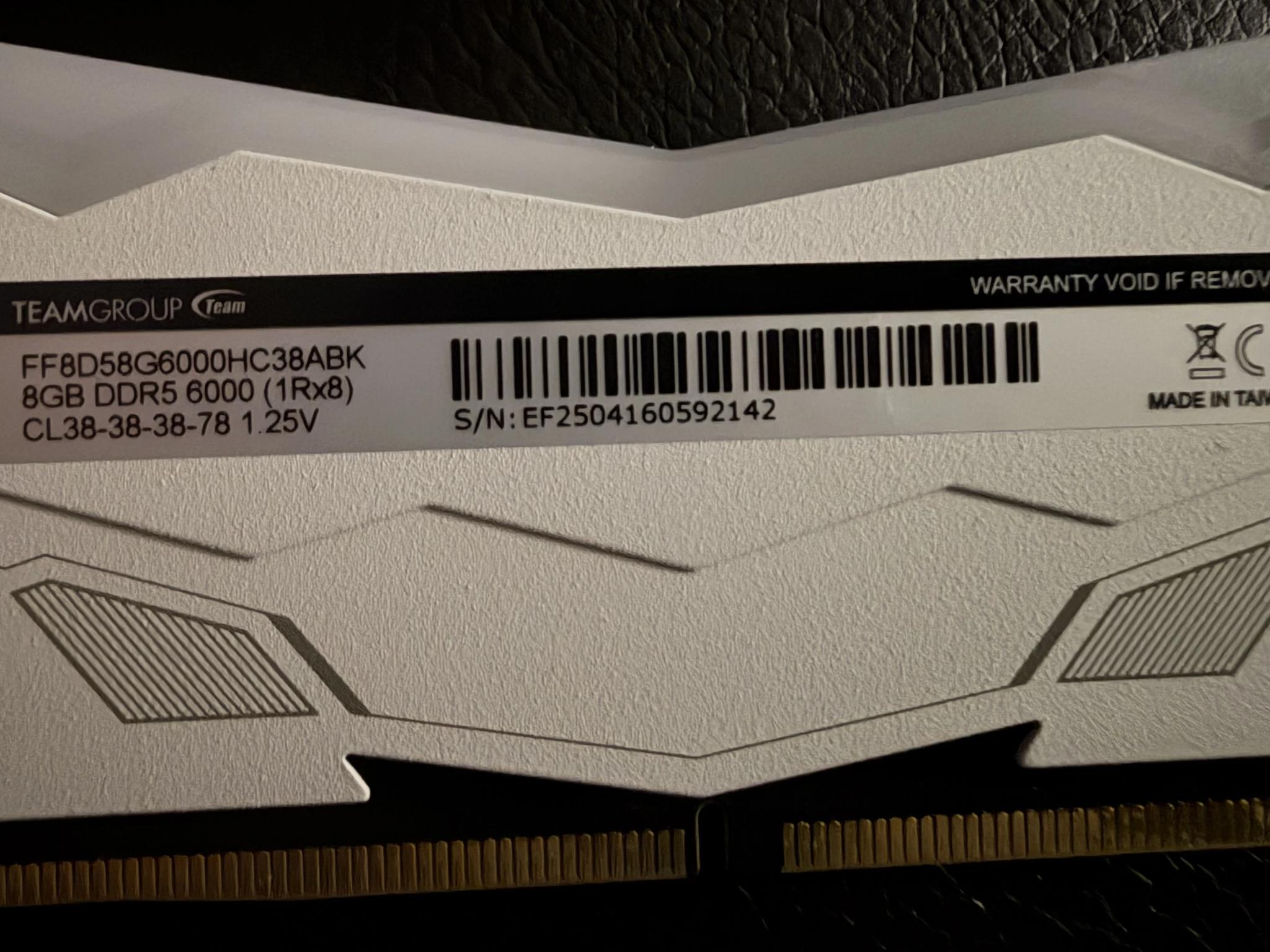 TEAMGROUP T-FORCE DELTA RGB 16GB DDR5-6000 CL38 (2x8GB) WHITE (Used)