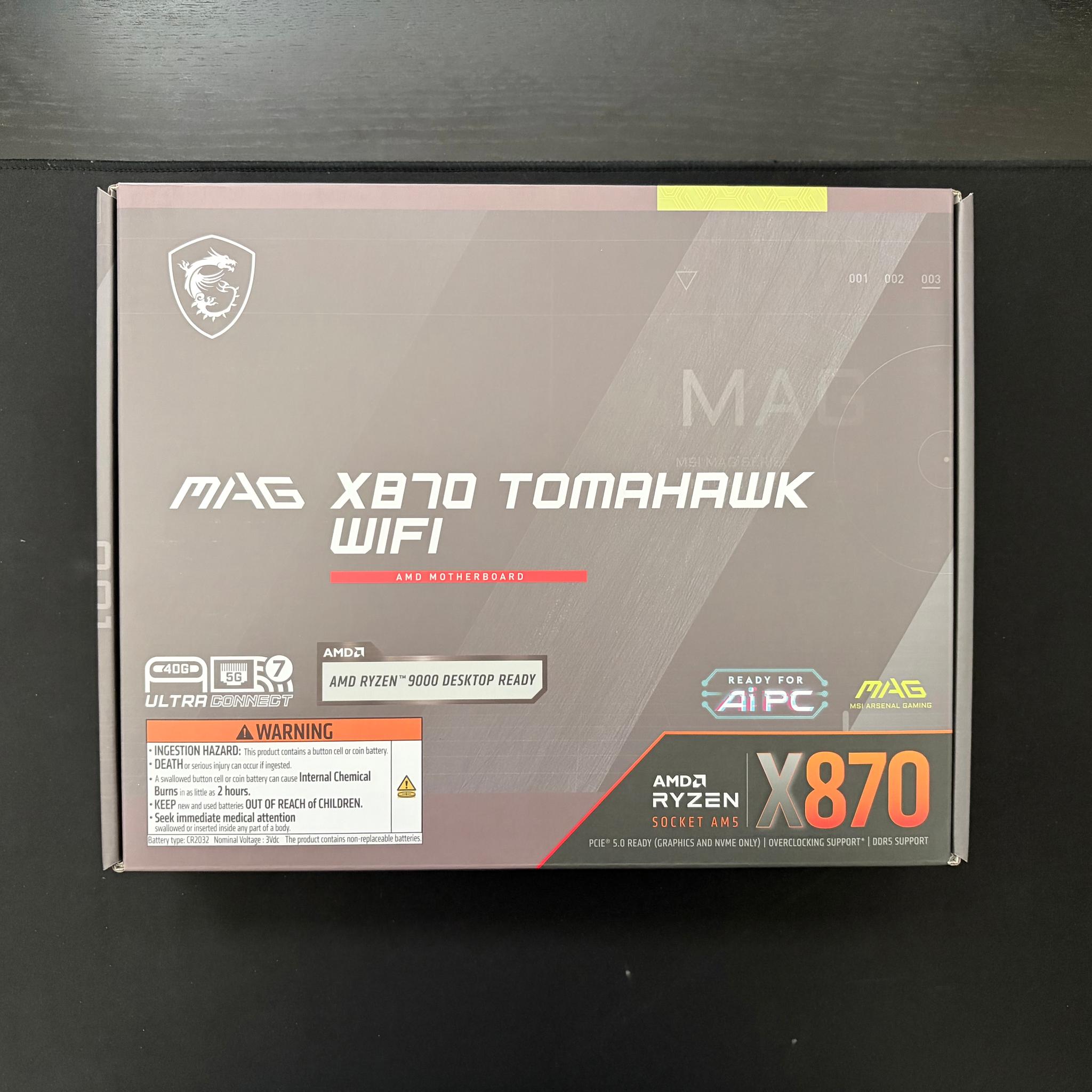 MSI MAG X870 TOMAHAWK WIFI AM5 ATX Gaming Motherboard AMD Wi-Fi 7