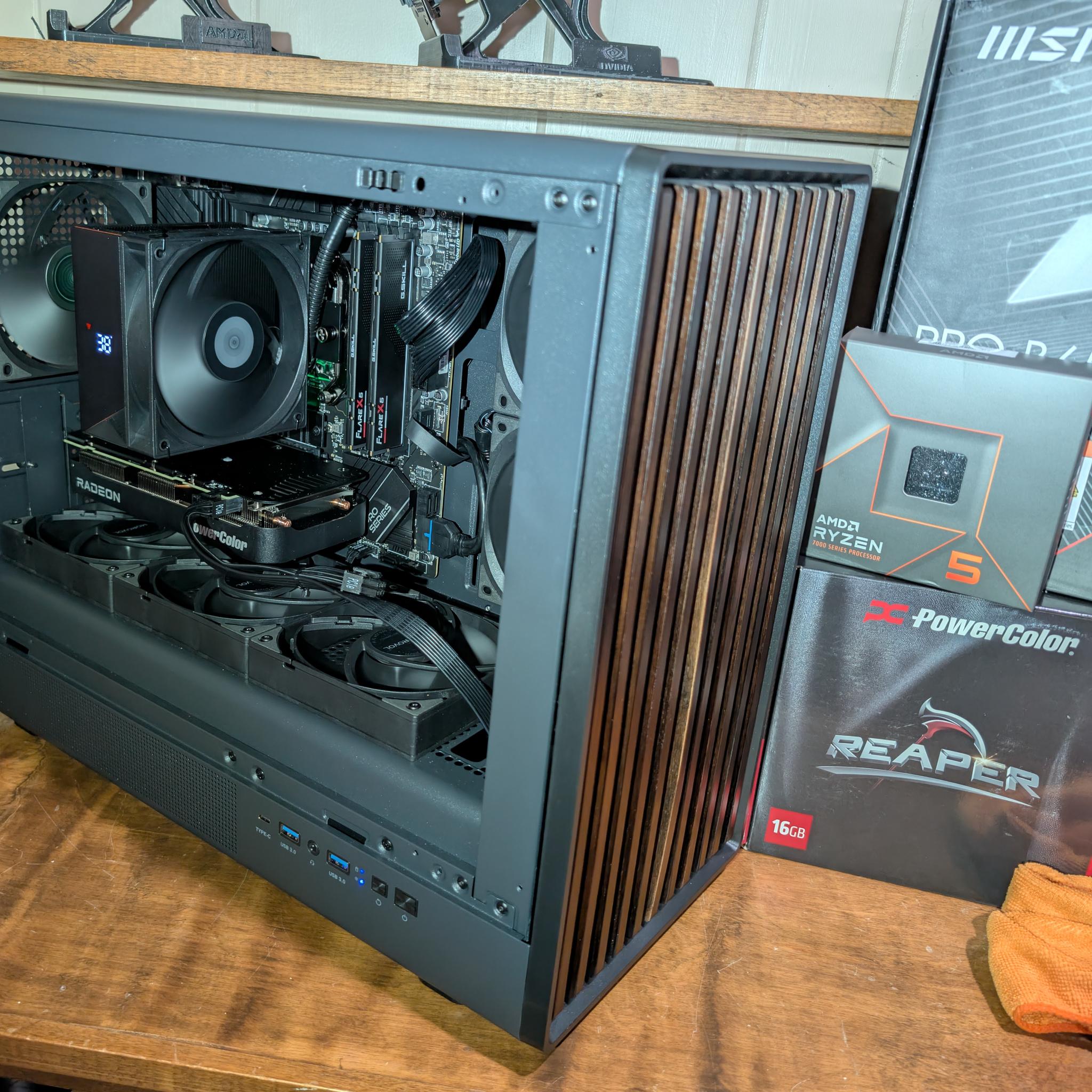 Next-Gen Wood Inspired Gaming PC | Ryzen 5 7600X | 32GB DDR5 6000 | RX 9060 XT 16GB | 1440p Ultra