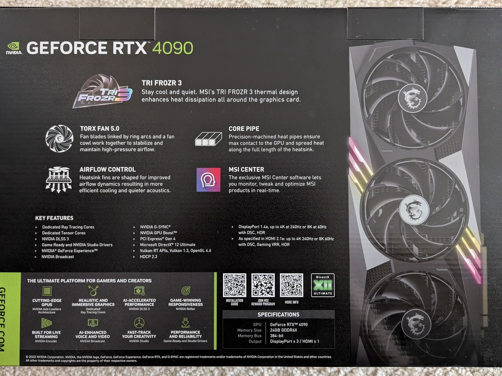 MSI Geforce RTX 4090 Gaming X Trio 24GB GDDR6X Like New With Original Box