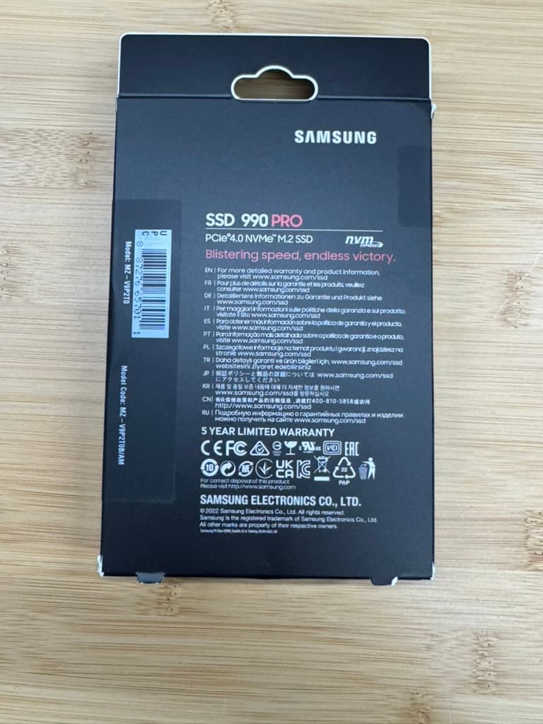 Samsung 990 Pro 2TB SSD NVMe m.2 GEN4 7450MB/s