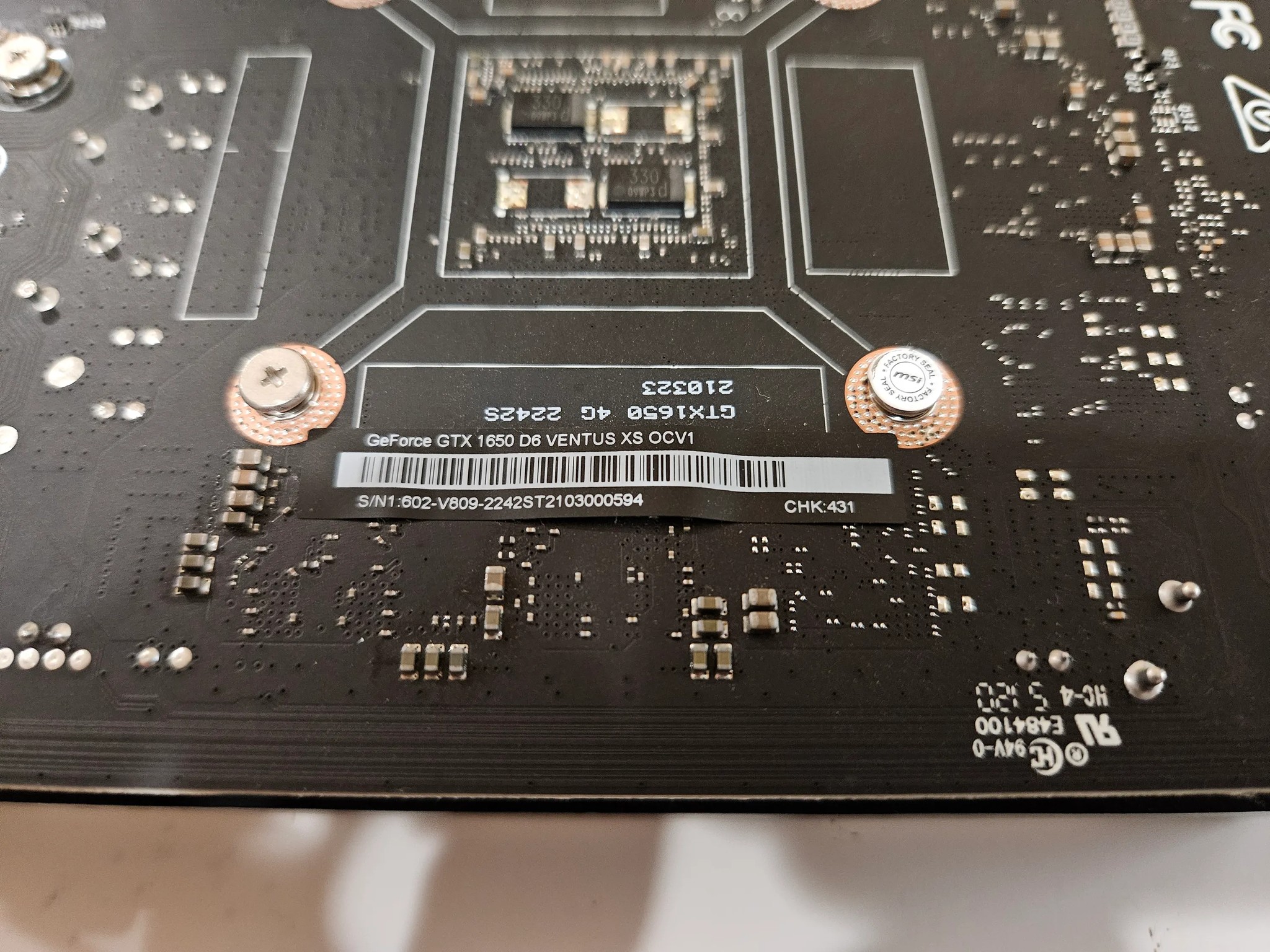 MSI GeForce GTX 1650 4 GB Ventus XS OCV1 Graphics Card