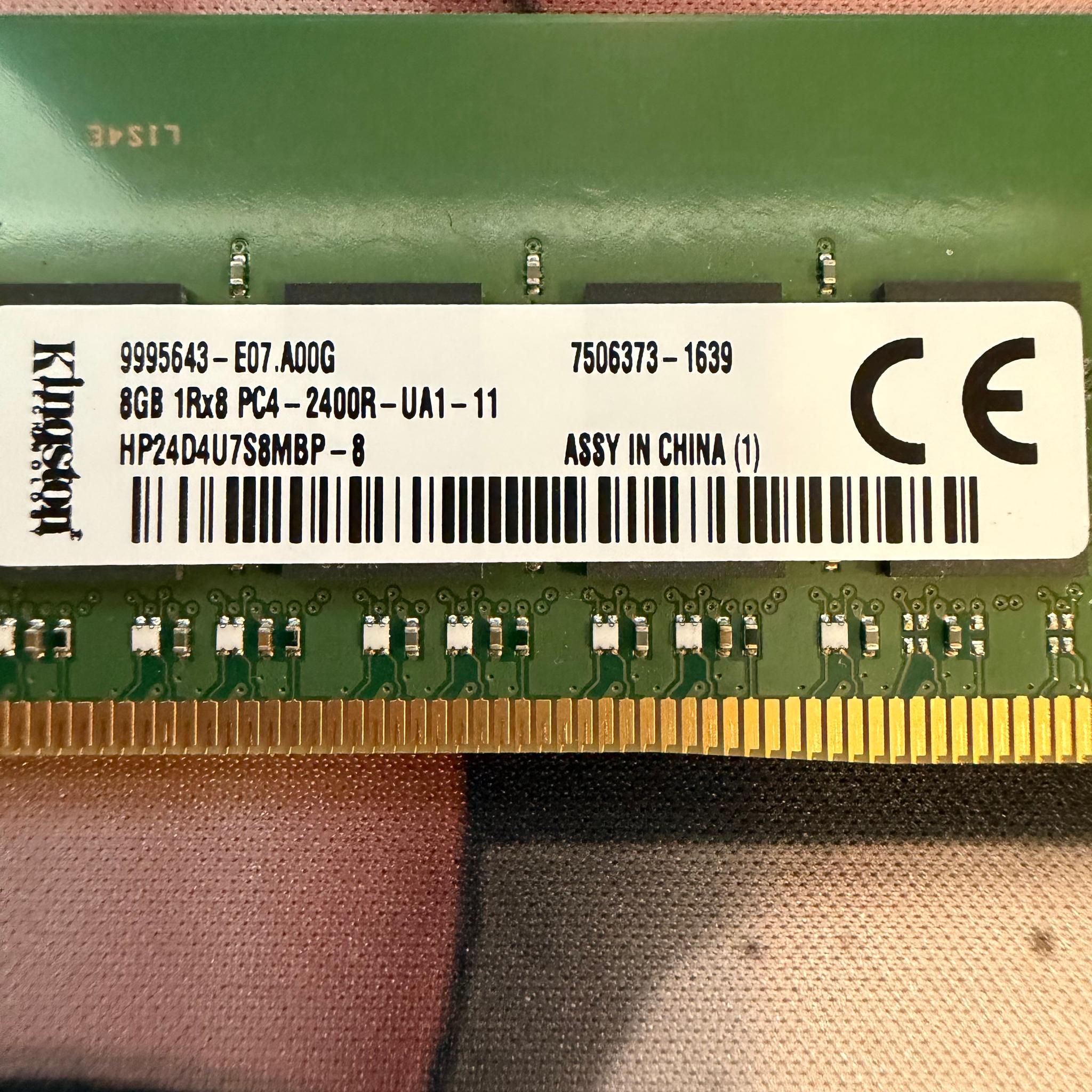Kingston 8GB DDR4-2400 PC4-2400R Desktop Memory RAM Module KTH-PL424D4U7S8MBP-8
