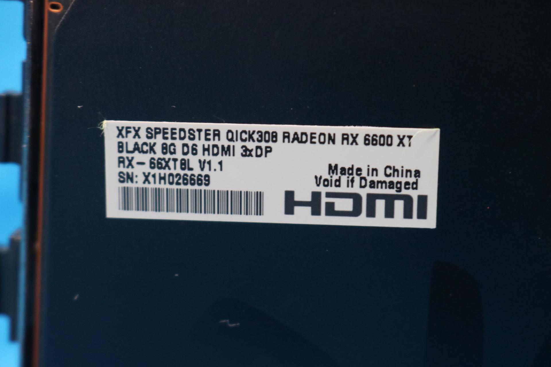XFX Speedster Qick308 AMD Radeon RX 6600 XT Black 8GB GDDR6 PCIe 4.0 x16 Desktop GPU RX-66XT8L V1.1