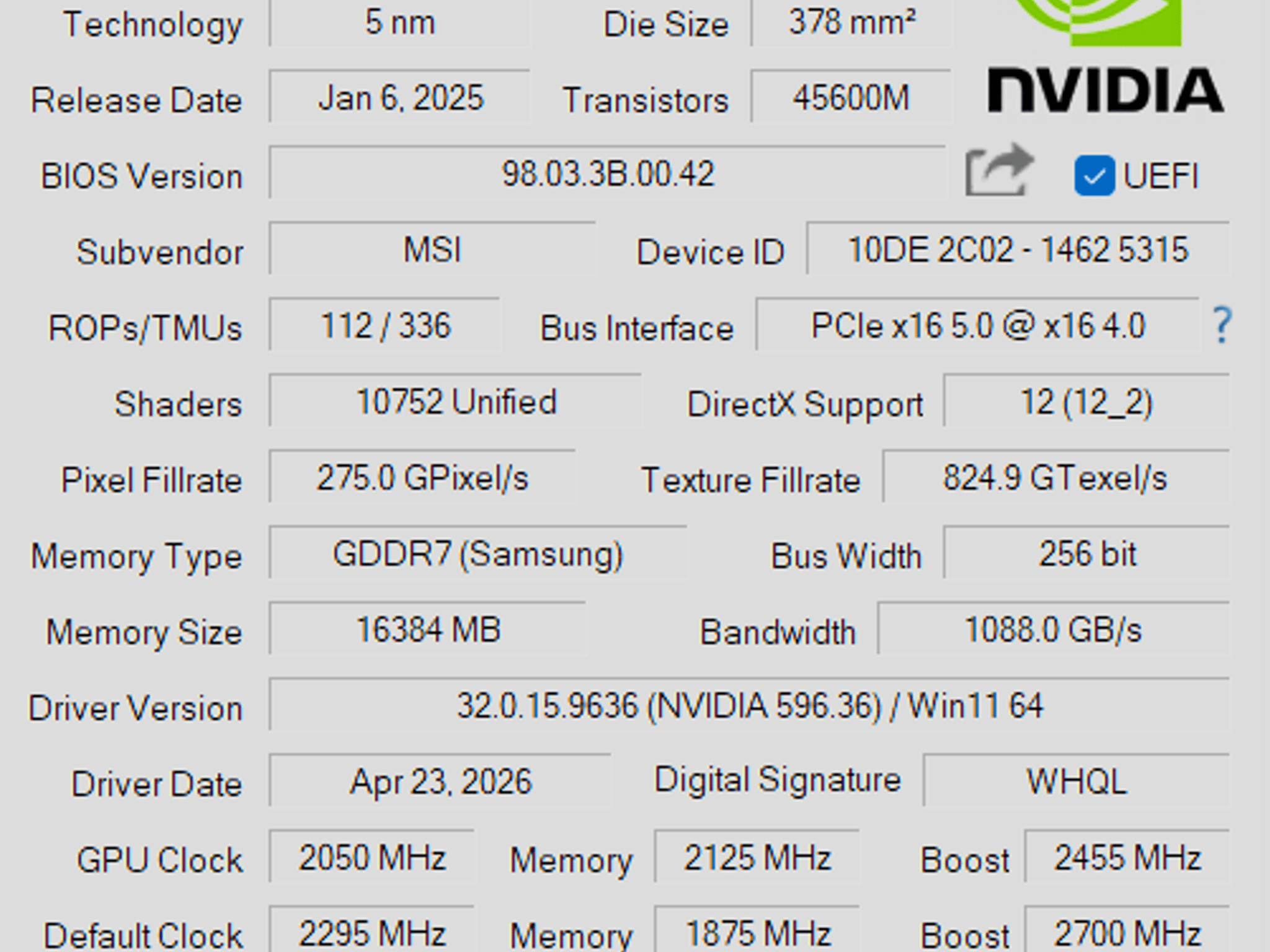 MSI GeForce RTX 5080 16G GAMING TRIO OC
