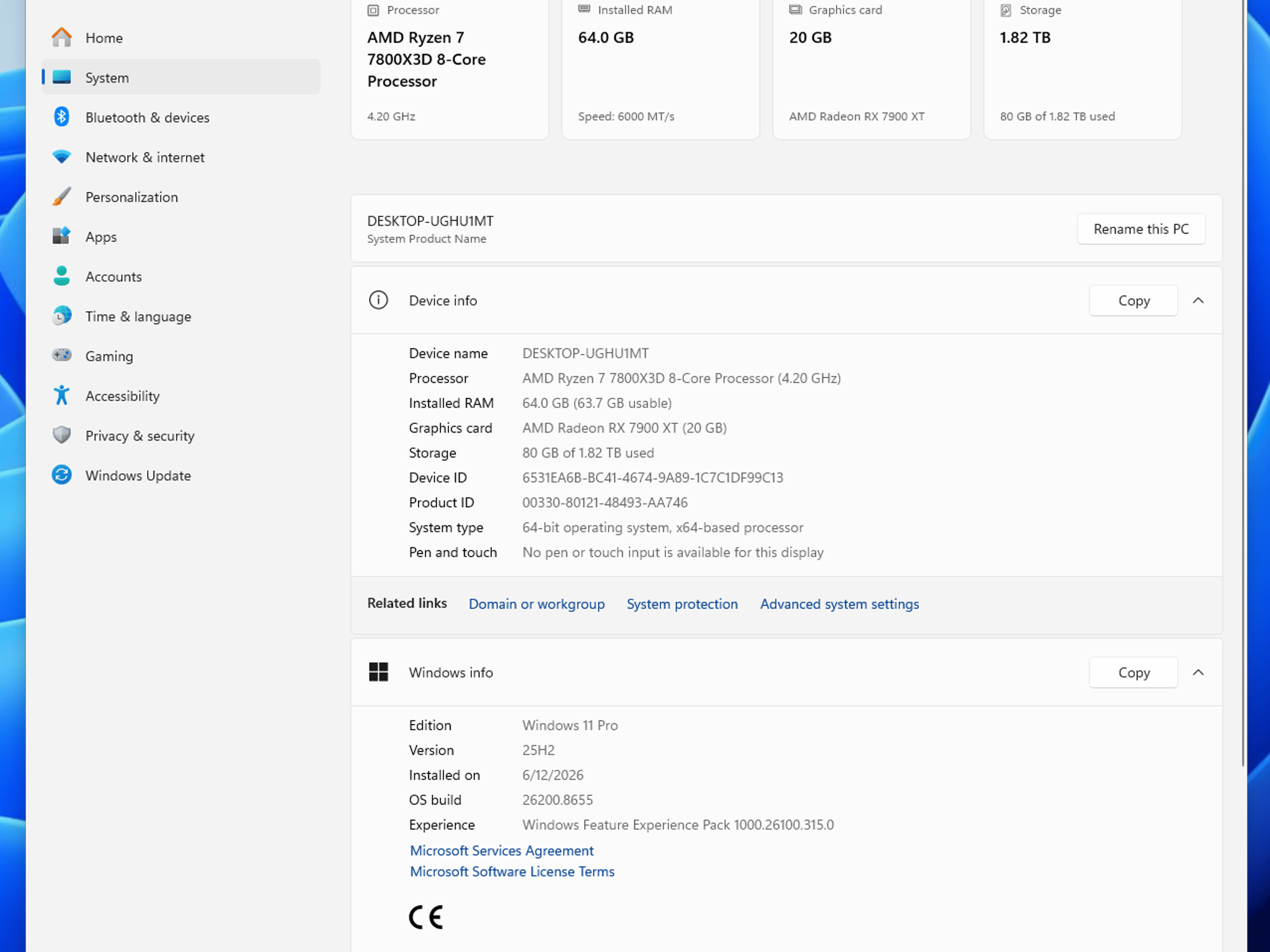 Ryzen 7 7800X3D RX 7900 XT Gaming PC 64GB DDR5 2TB Samsung 990 Pro
