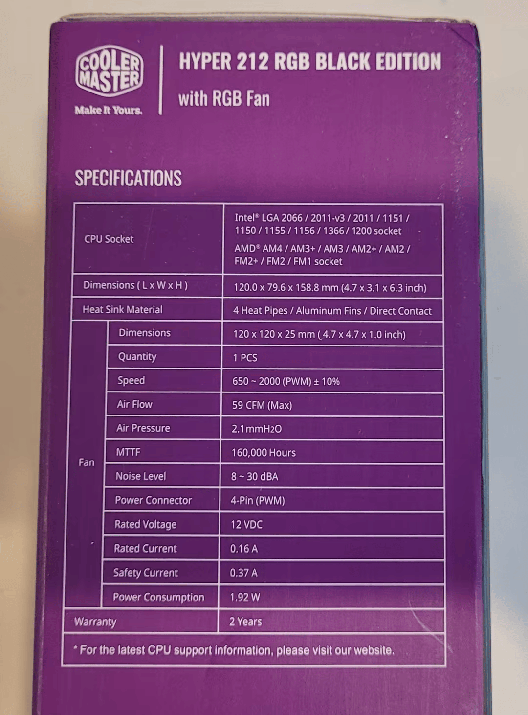 New Sealed - Cooler Master Hyper 212 Black Edition RGB CPU Air Cooler