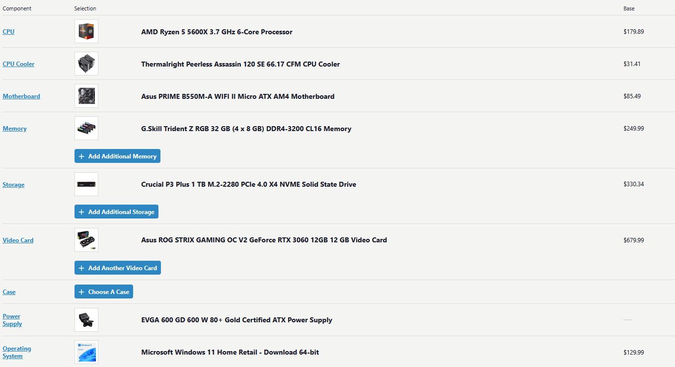 Custom Gaming PC - 3060 12GB, Ryzen 5 5600X, 32GB DDR4 3200MHz RAM
