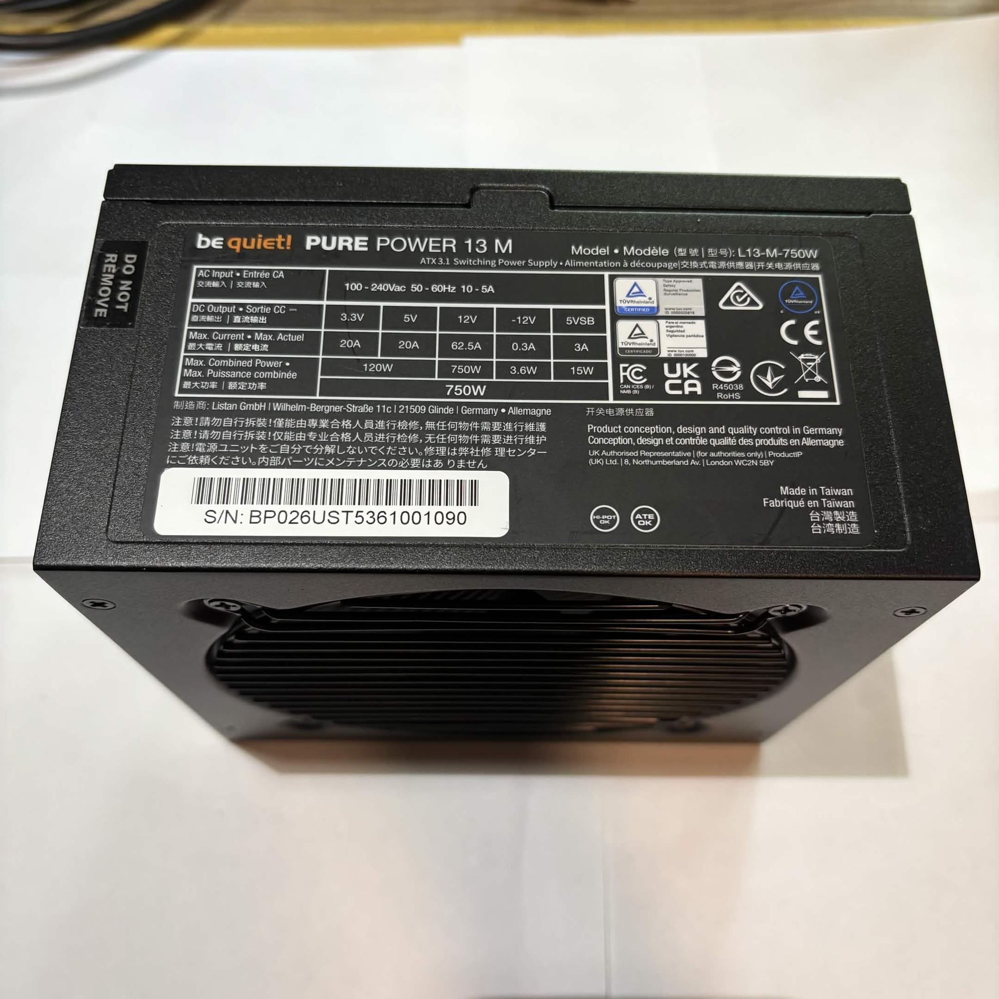 be quiet! Pure Power 13M 750W 80+ Gold Modular PSU NEW