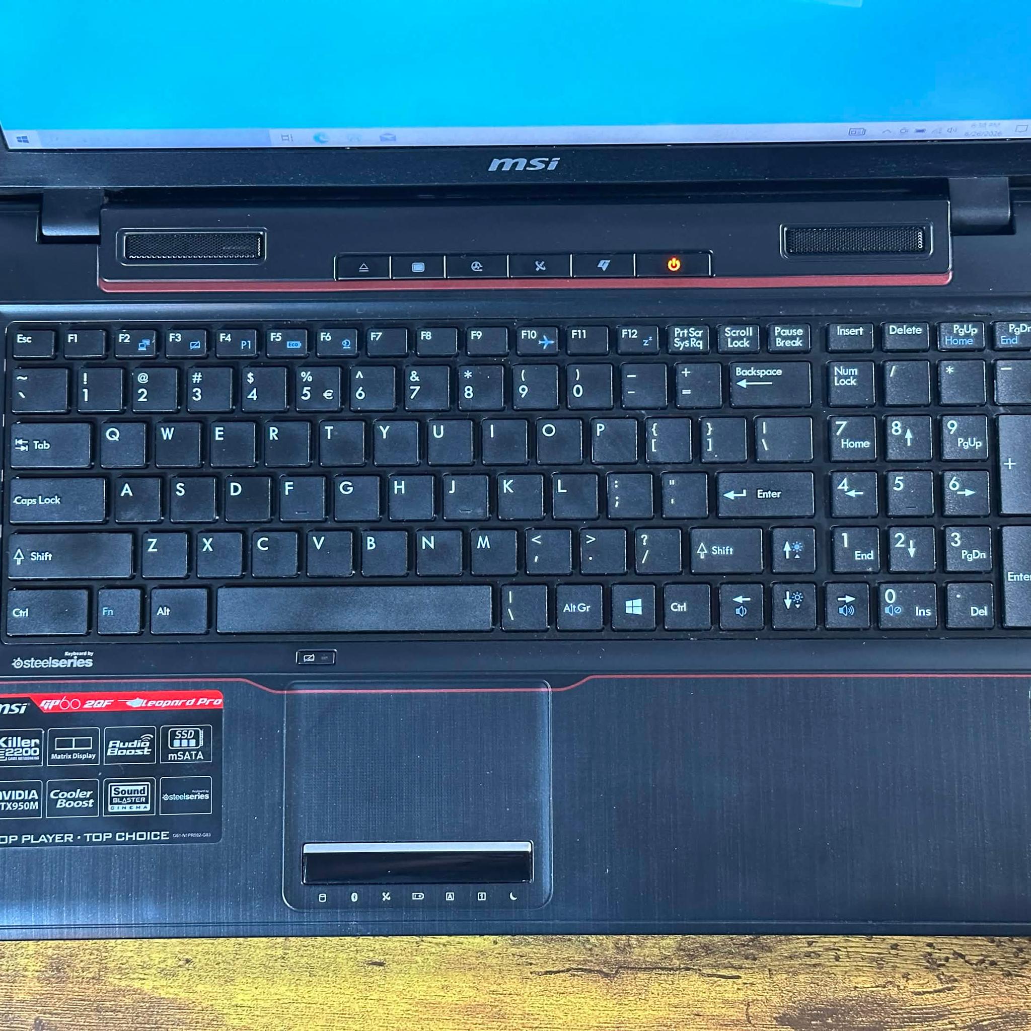 MSI GP60 | Intel i7 4720HQ | GTX 950M 2GB | 16GB DDR3 | 500GB SSD | Windows 10 | Gaming Laptop
