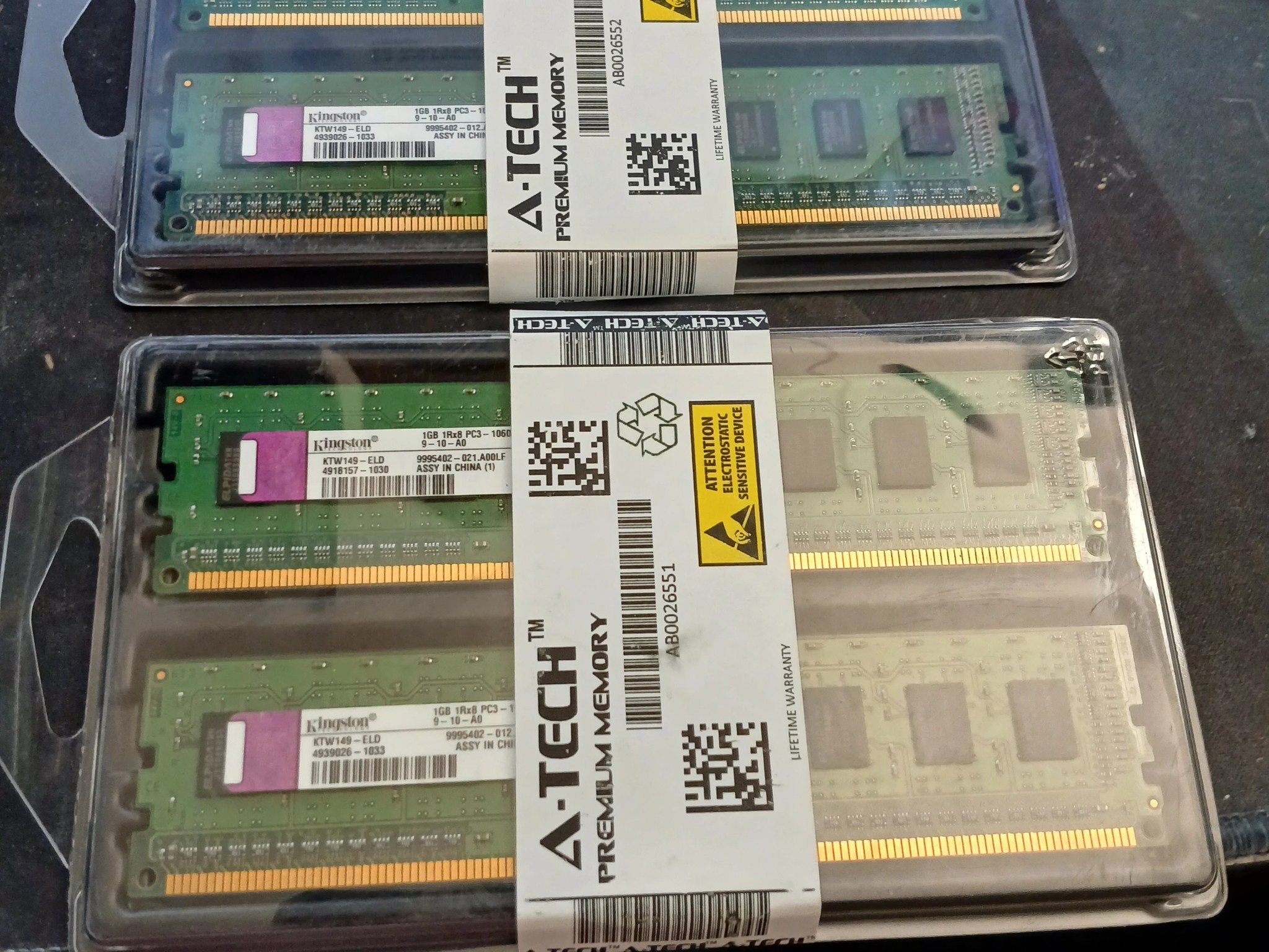 2 A-Tech Kingston Ram Kits 2GB DDR3-1333MHz PC3-10600U