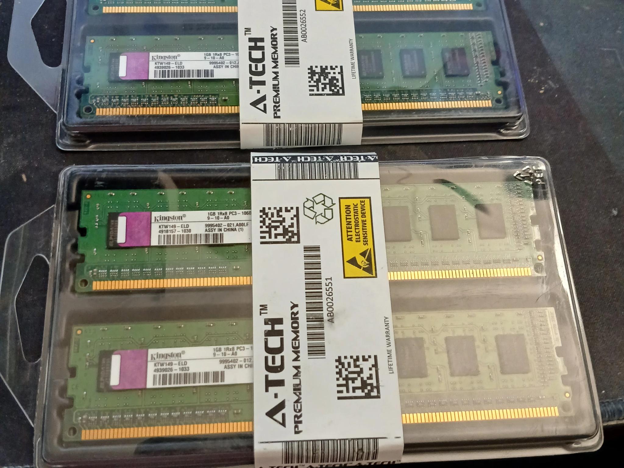 2 A-Tech Kingston Ram Kits 2GB DDR3-1333MHz PC3-10600U
