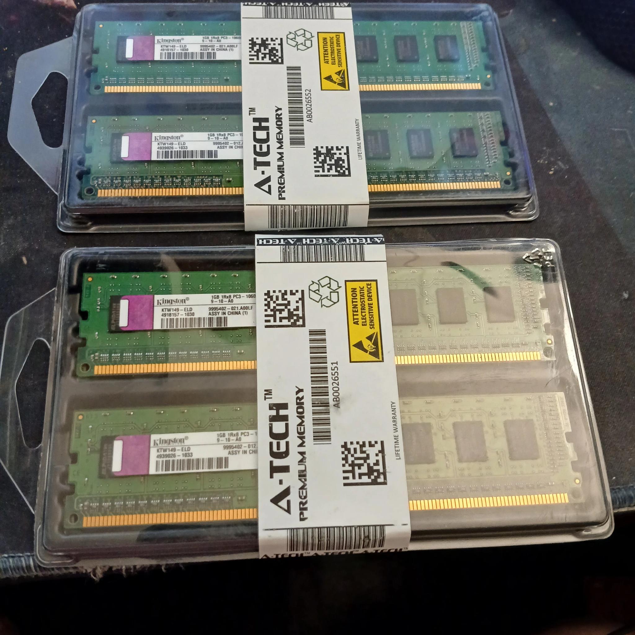 2 A-Tech Kingston Ram Kits 2GB DDR3-1333MHz PC3-10600U