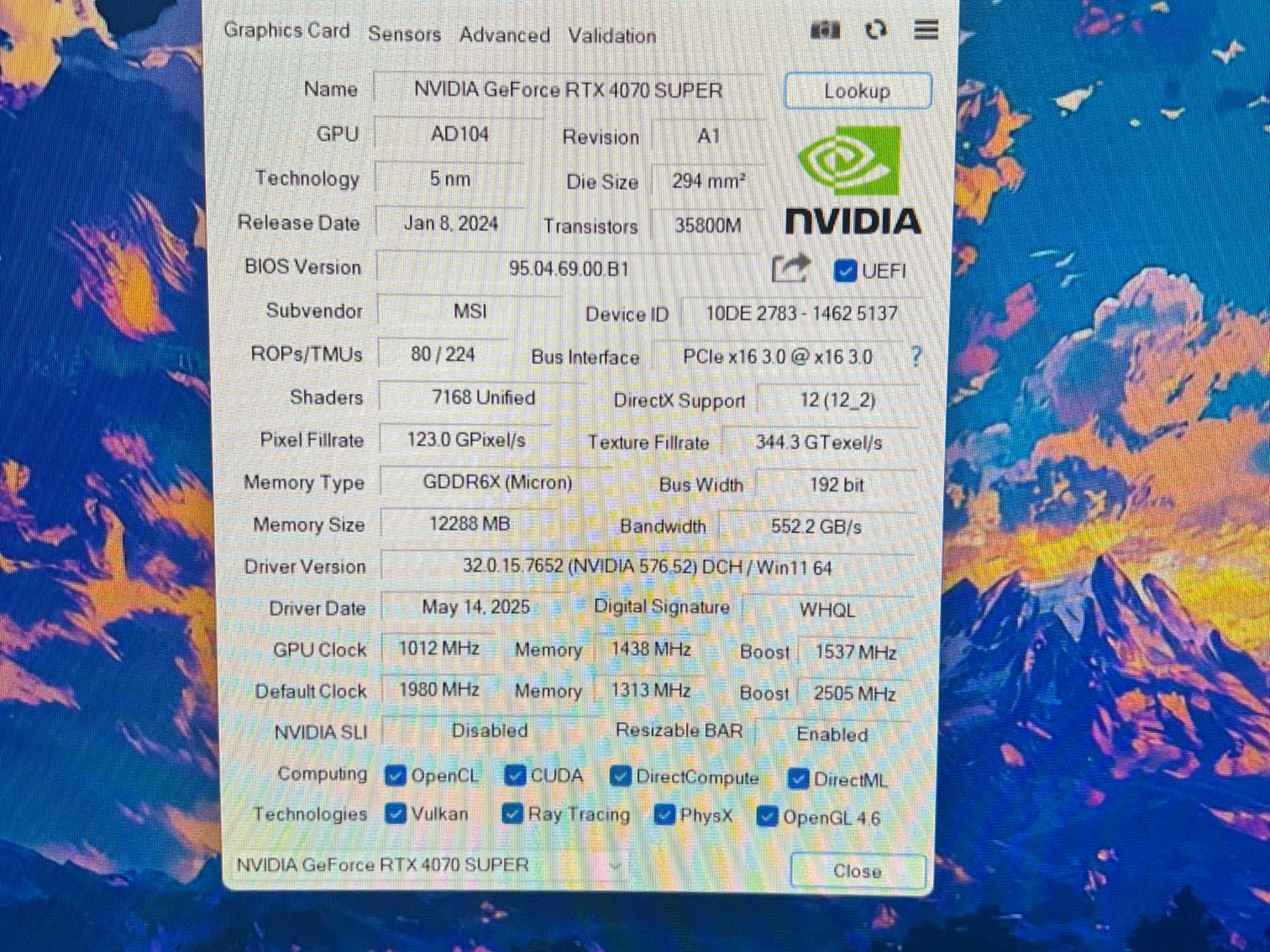 MSI Ventus 3X OC GeForce RTX 4070 Super 12GB - Graphics Card