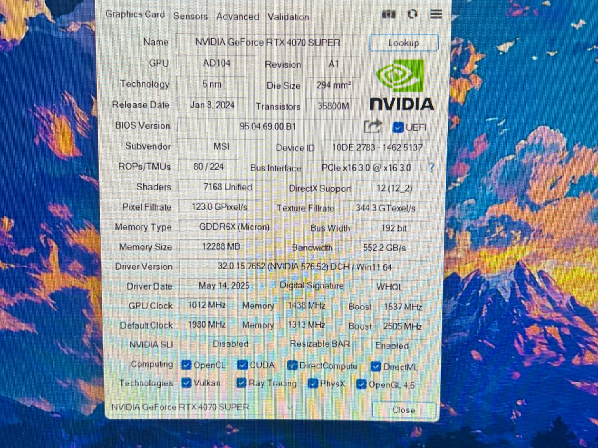 MSI Ventus 3X OC GeForce RTX 4070 Super 12GB - Graphics Card