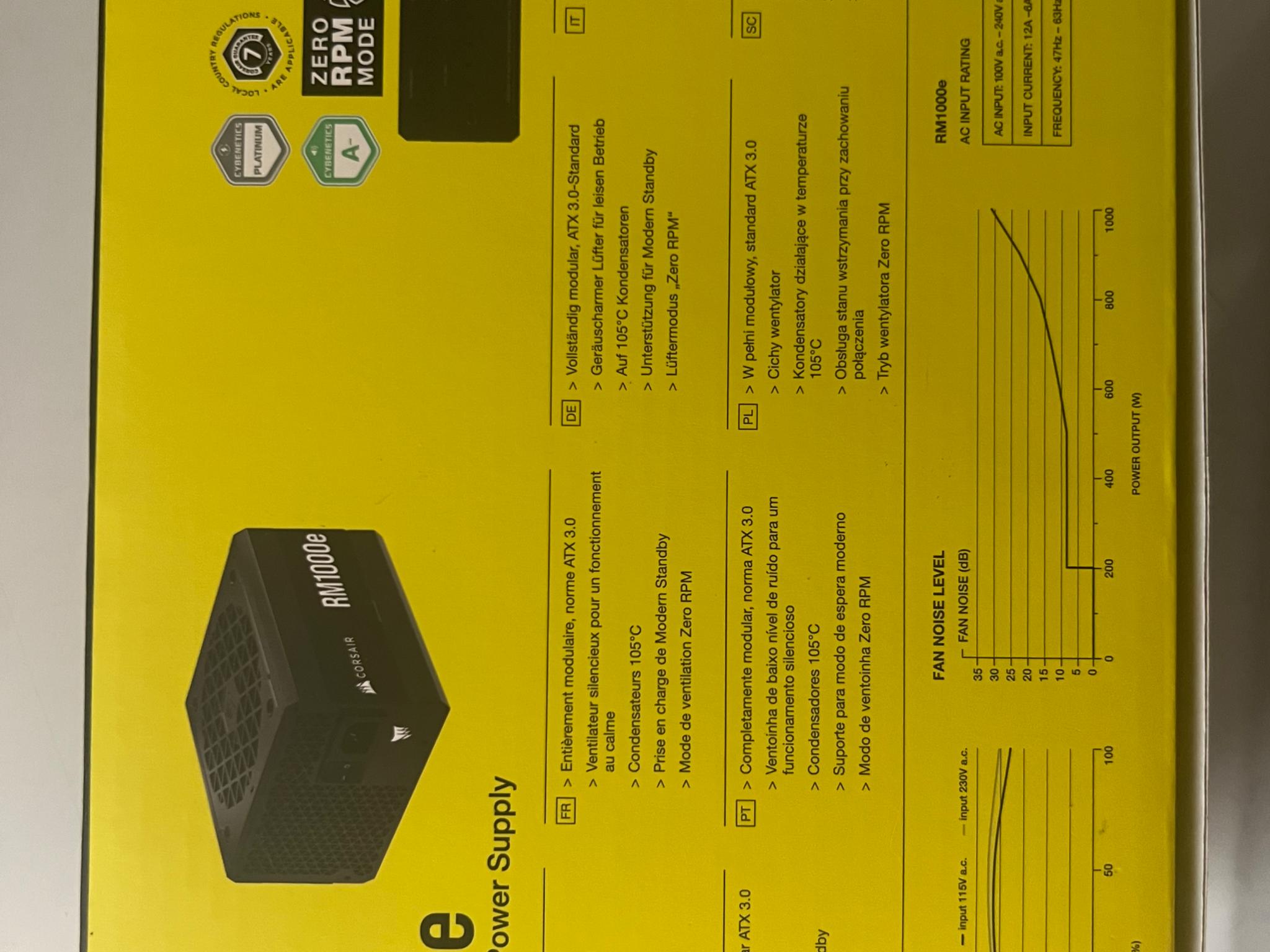 Corsair RM1000e (2023) Fully Modular 80+ Gold