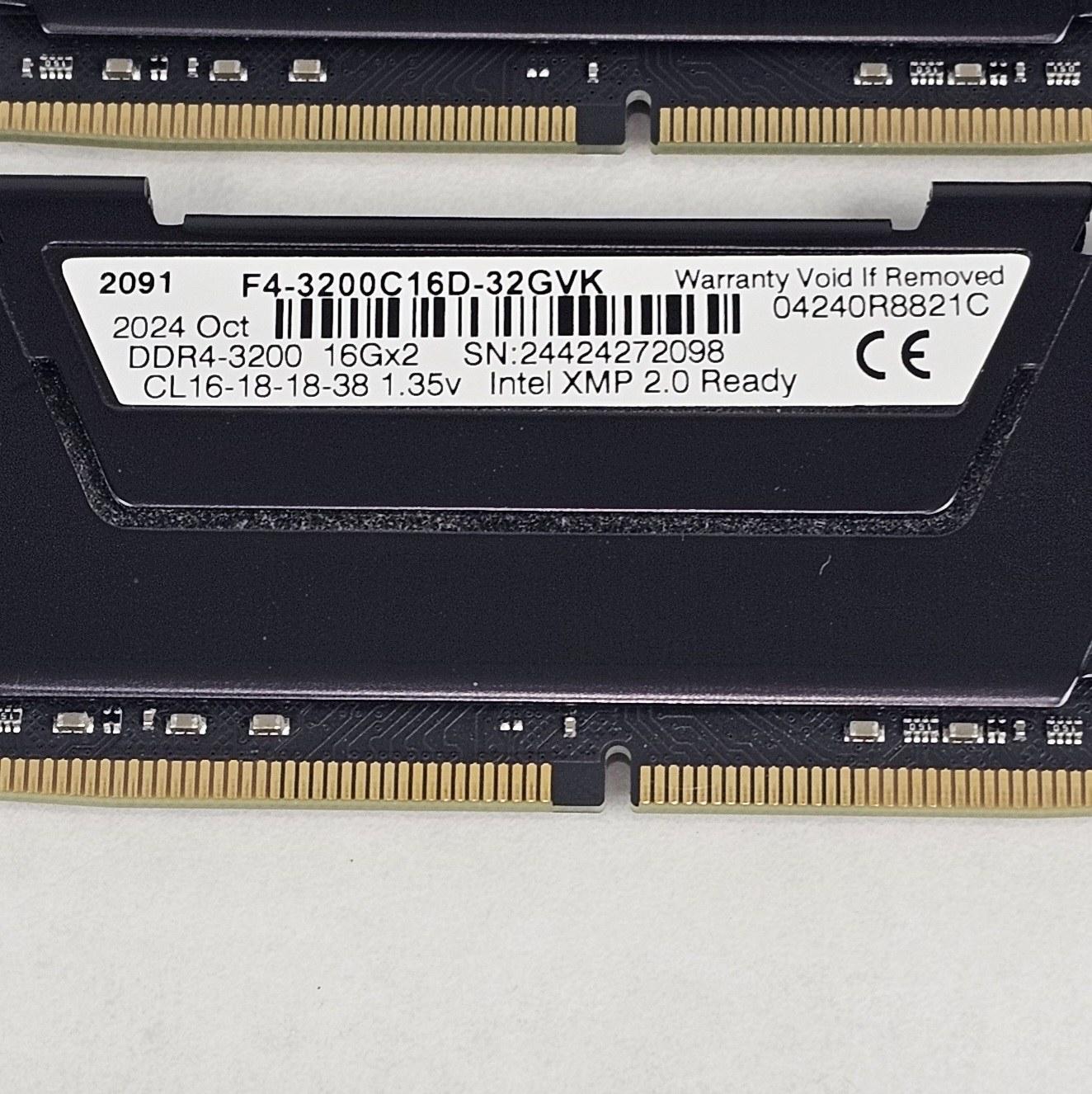 32GB DDR4 (2x16GB) CL16 3200MT/s G.Skill Ripjaws V