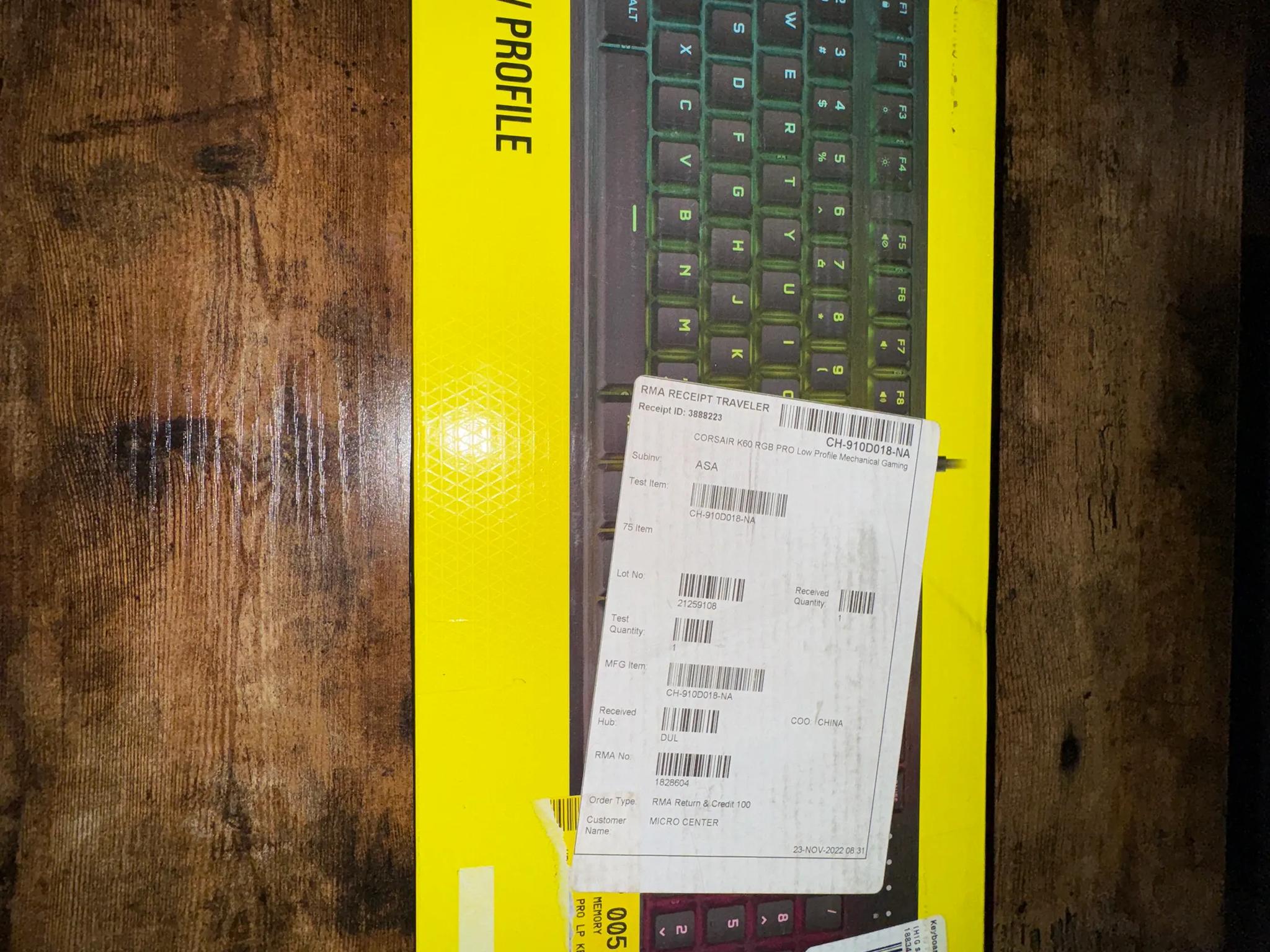 Corsair K60 RGB PRO Low Profile Mechanical Gaming Keyboard - Like New, Open Box