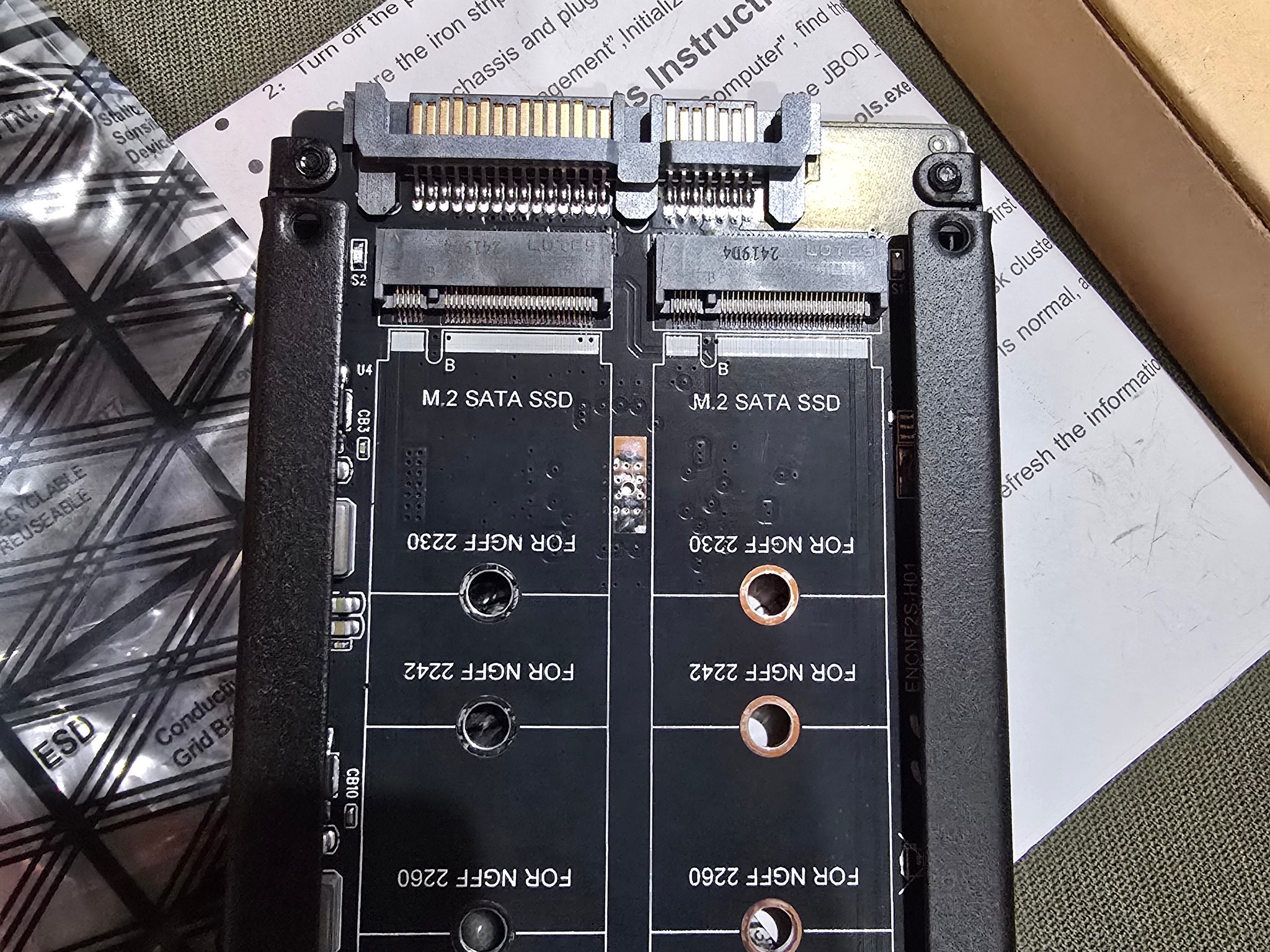 Dual NGFF B+M Key M.2 SSD Card JOBD Raid0 Span Bridge to 2.5inch SATA Combo HDD Disk Drive Enclosure