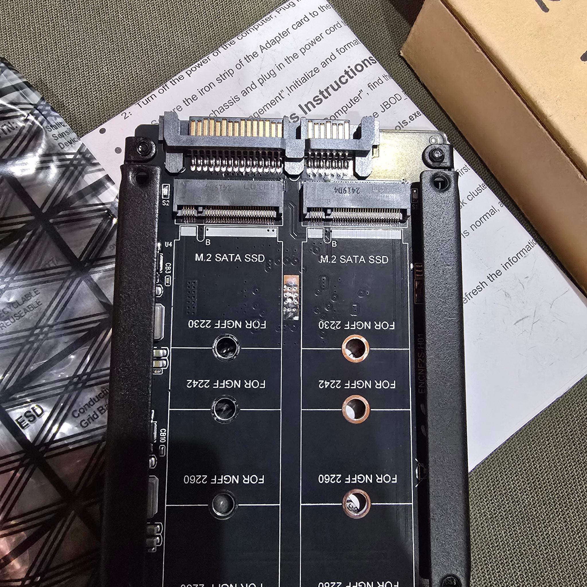 Dual NGFF B+M Key M.2 SSD Card JOBD Raid0 Span Bridge to 2.5inch SATA Combo HDD Disk Drive Enclosure