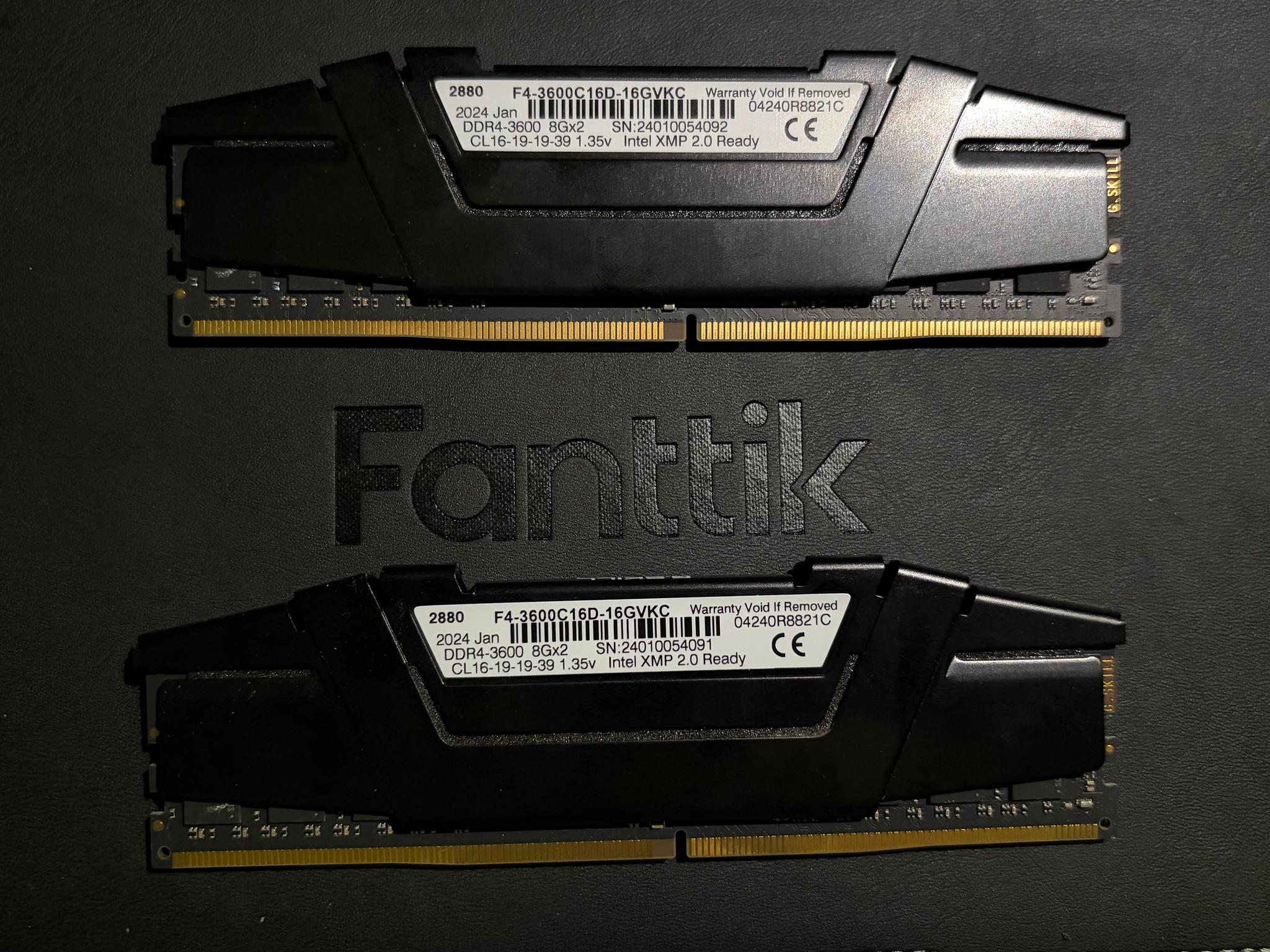 G.SKILL RipjawsV DDR4 16GB (2x8GB) 3600MT/s CL16-19-19-36