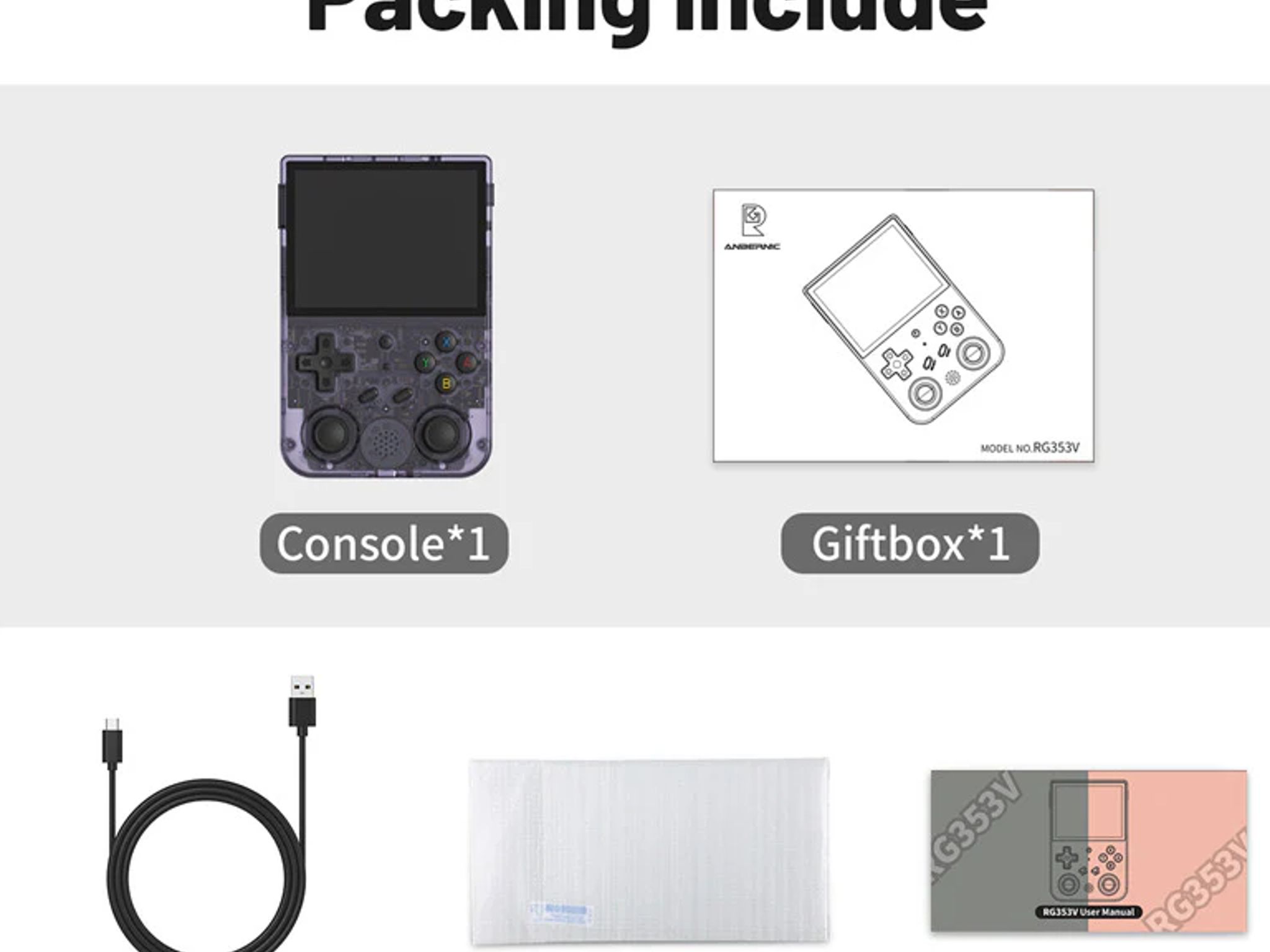 ANBERNIC RG353V Transparent Purple Game Console + 64GB SD (includes 4000+ games)