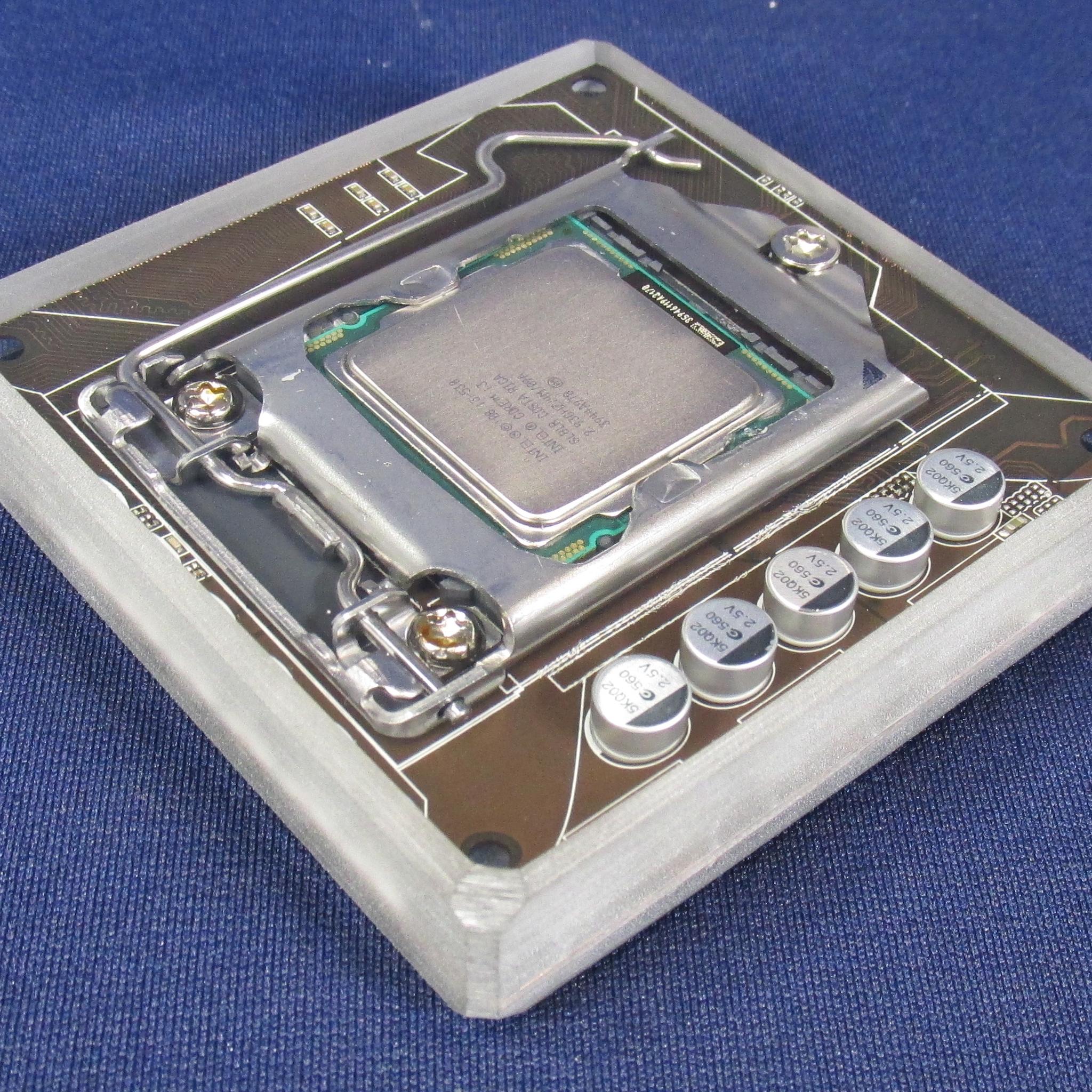 Intel Core i3-530 CPU & Motherboard - Handmade Clear Epoxy Resin Coaster With Socket 1156 CPU