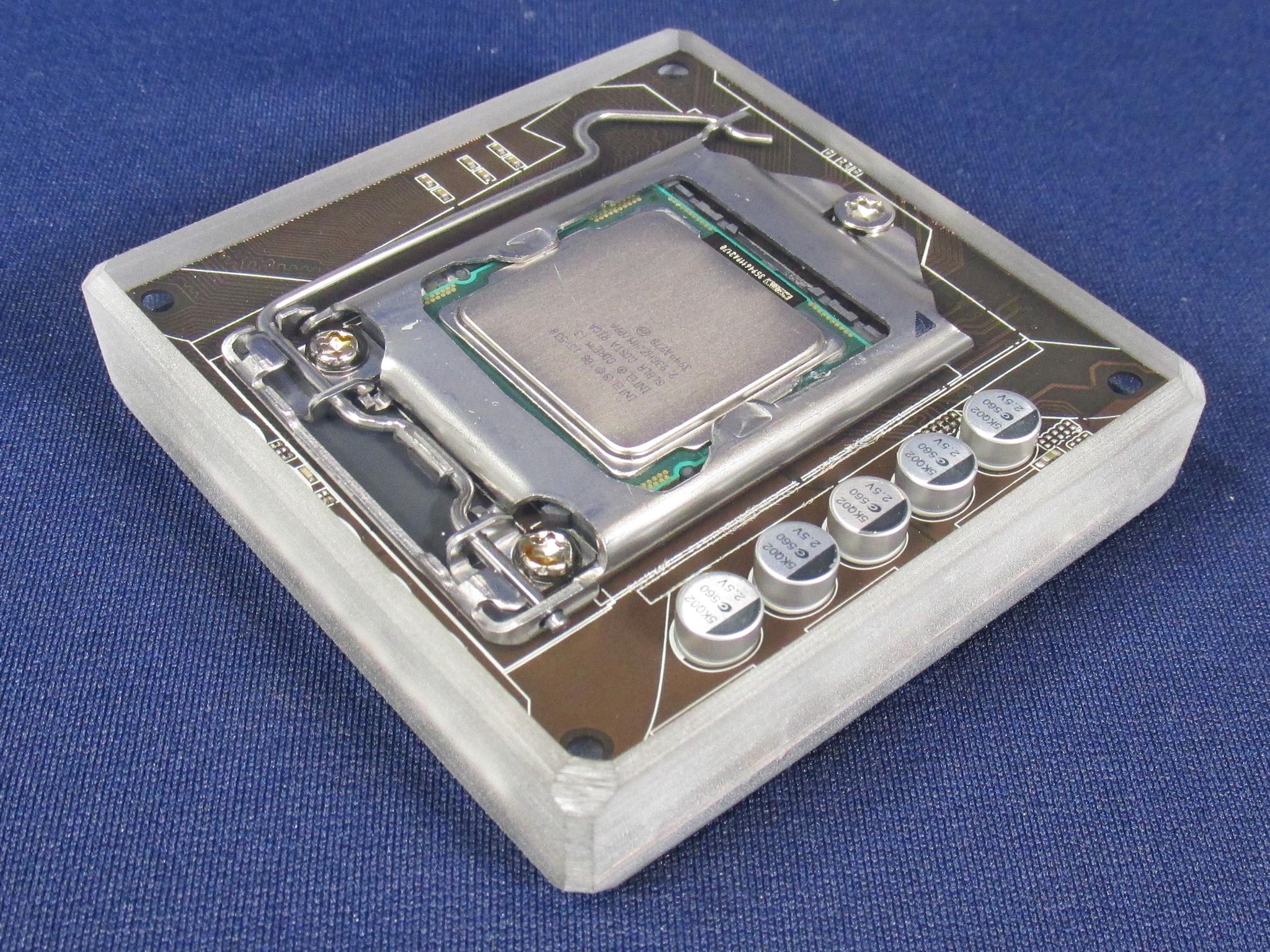 Intel Core i3-530 CPU & Motherboard - Handmade Clear Epoxy Resin Coaster With Socket 1156 CPU