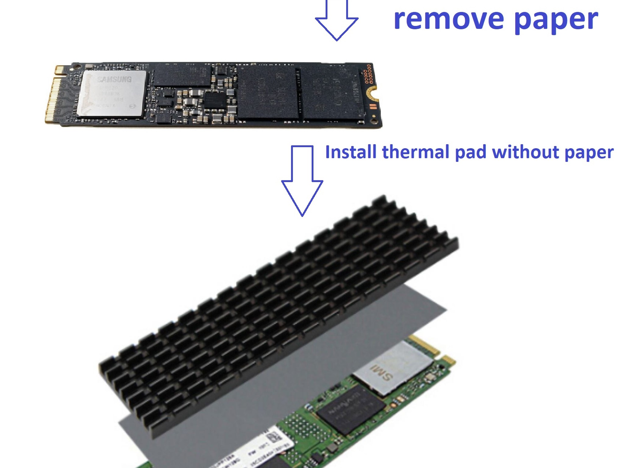 Black Aluminum SSD Heatsink for M.2 2280 NVMe SSD Drives