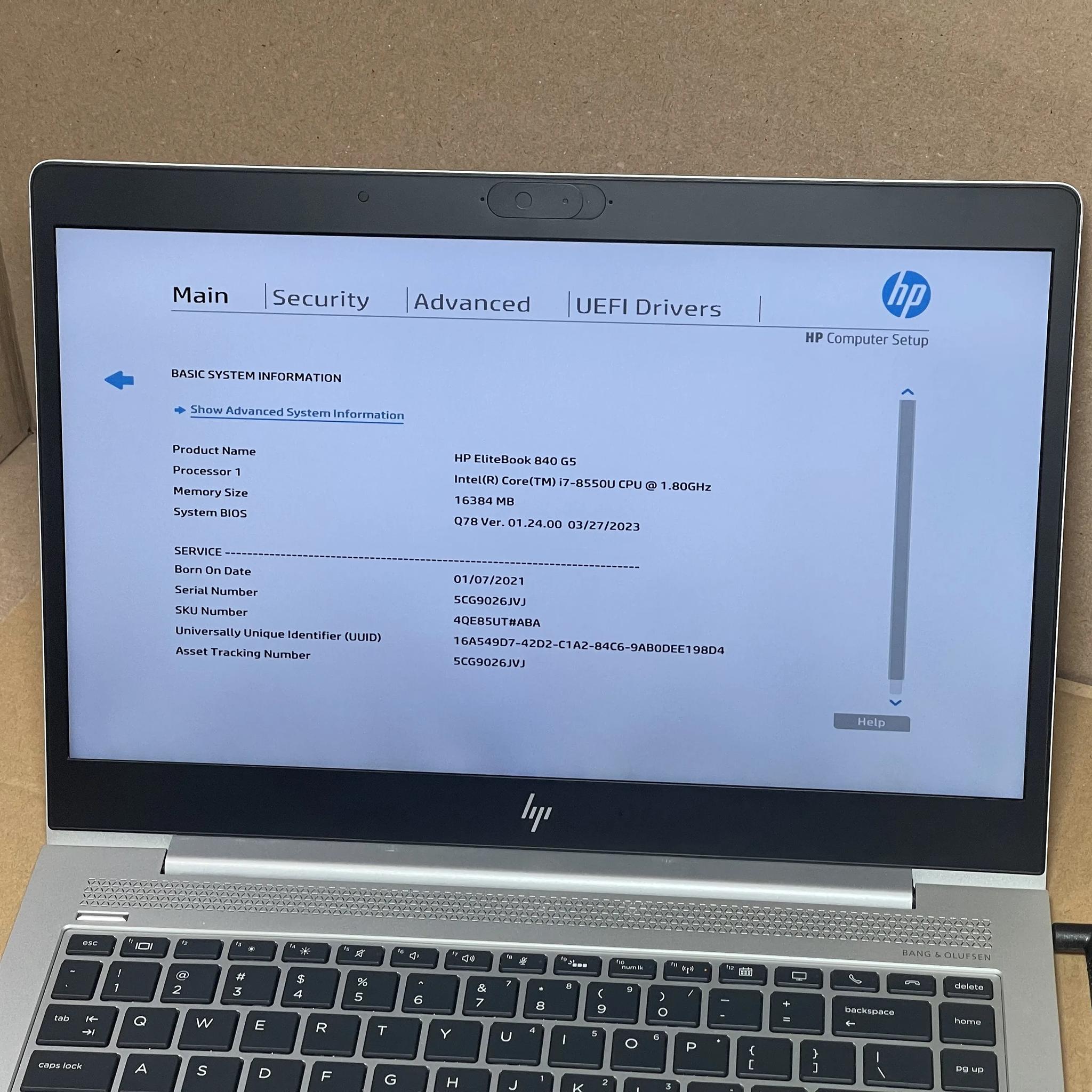 HP EliteBook 840 G5, Used, 14", i7-8550U, 16GB, 256GB