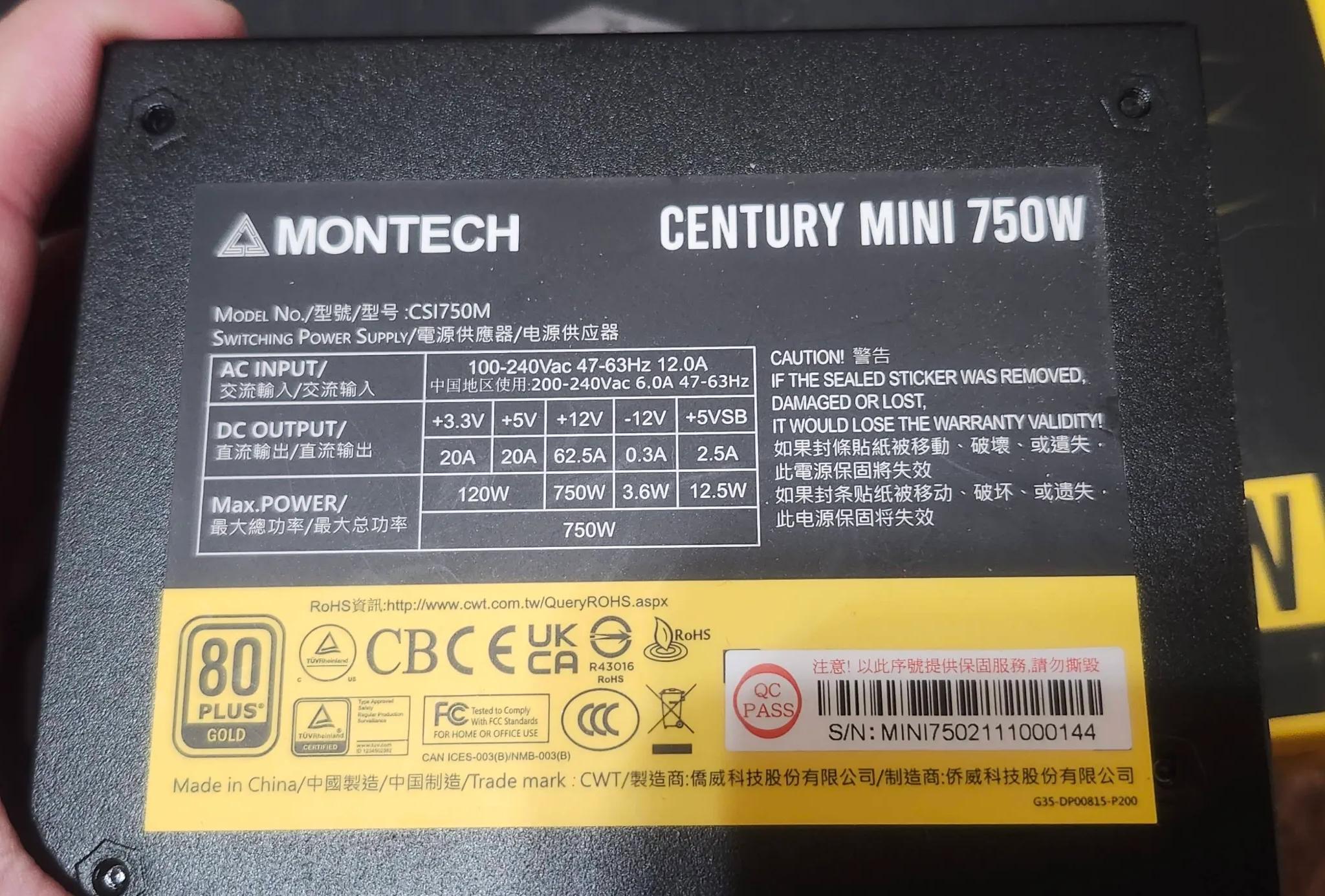 Montech Century MINI 750w 80+GOLD