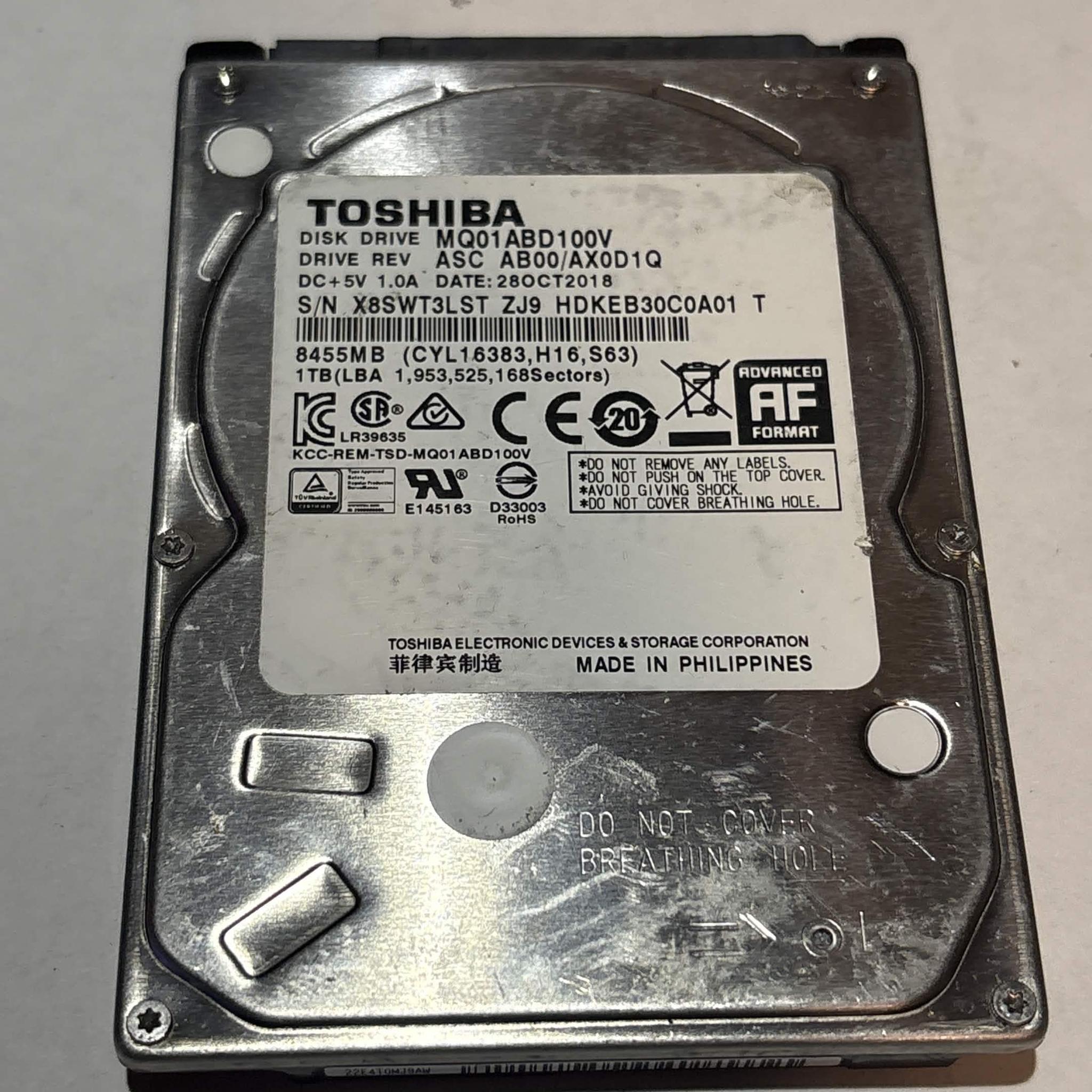 Toshiba 1TB SATA Laptop Hard Drive | Tested & Functional