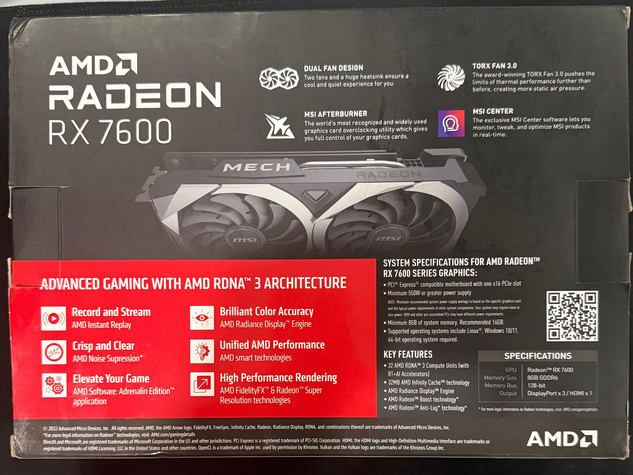 MSI Radeon RX 7600 MECH 2X CLASSIC 8G OC