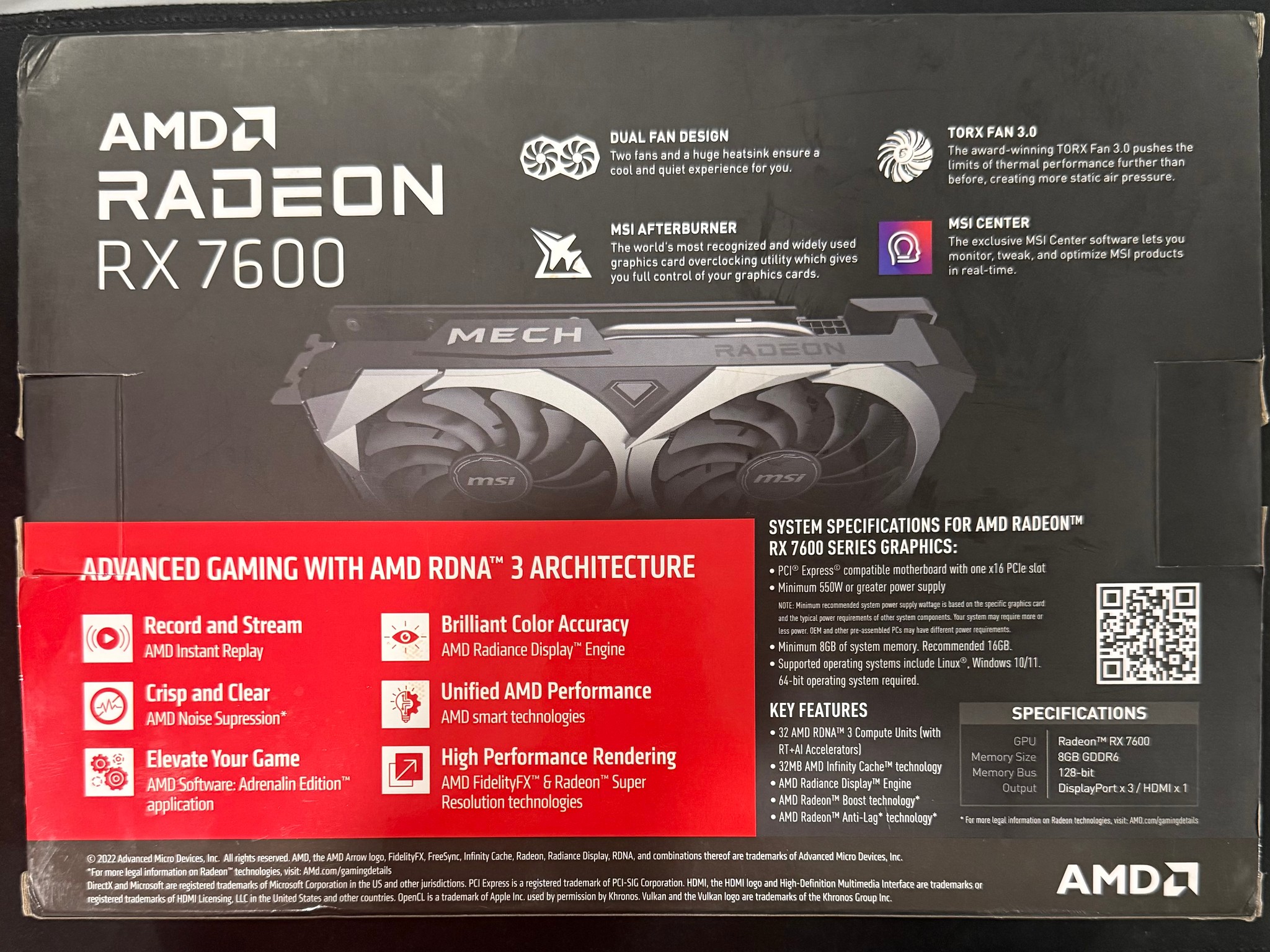 MSI Radeon RX 7600 MECH 2X CLASSIC 8G OC
