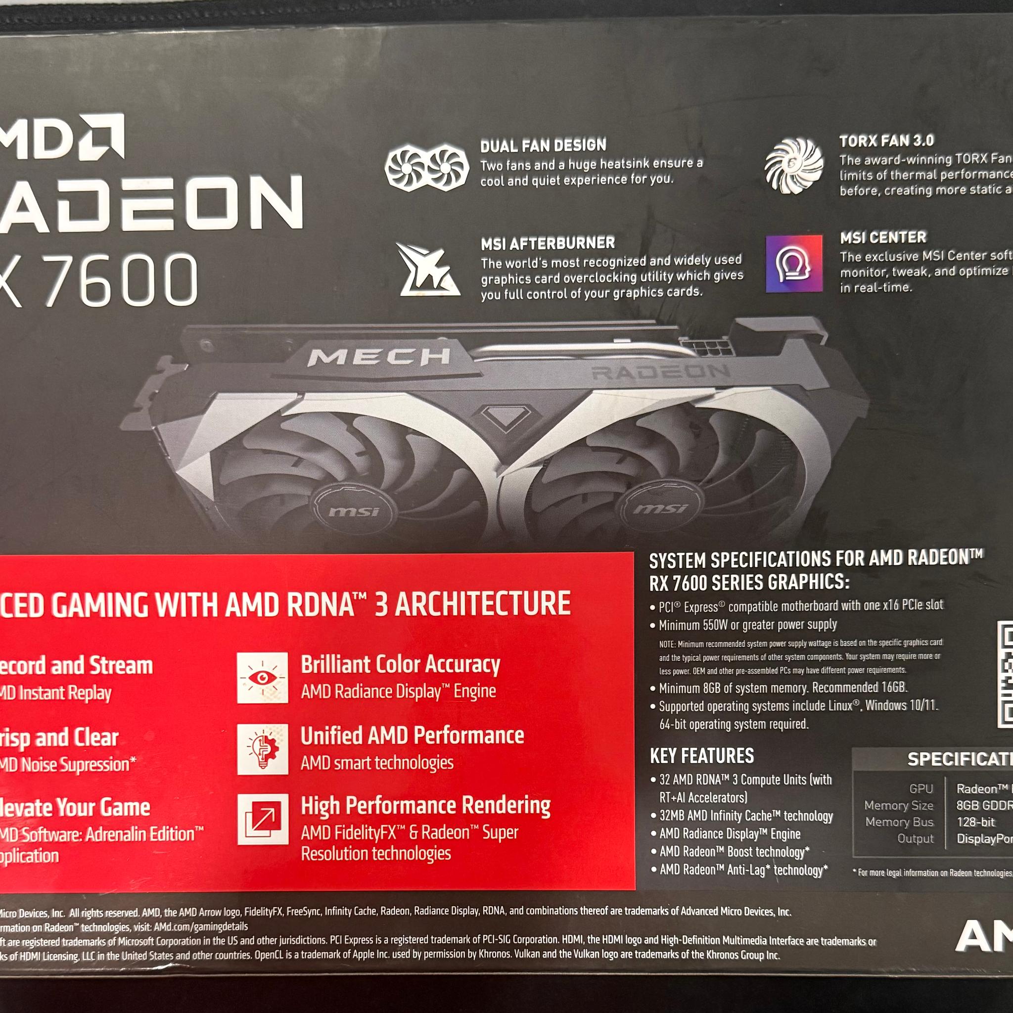 MSI Radeon RX 7600 MECH 2X CLASSIC 8G OC